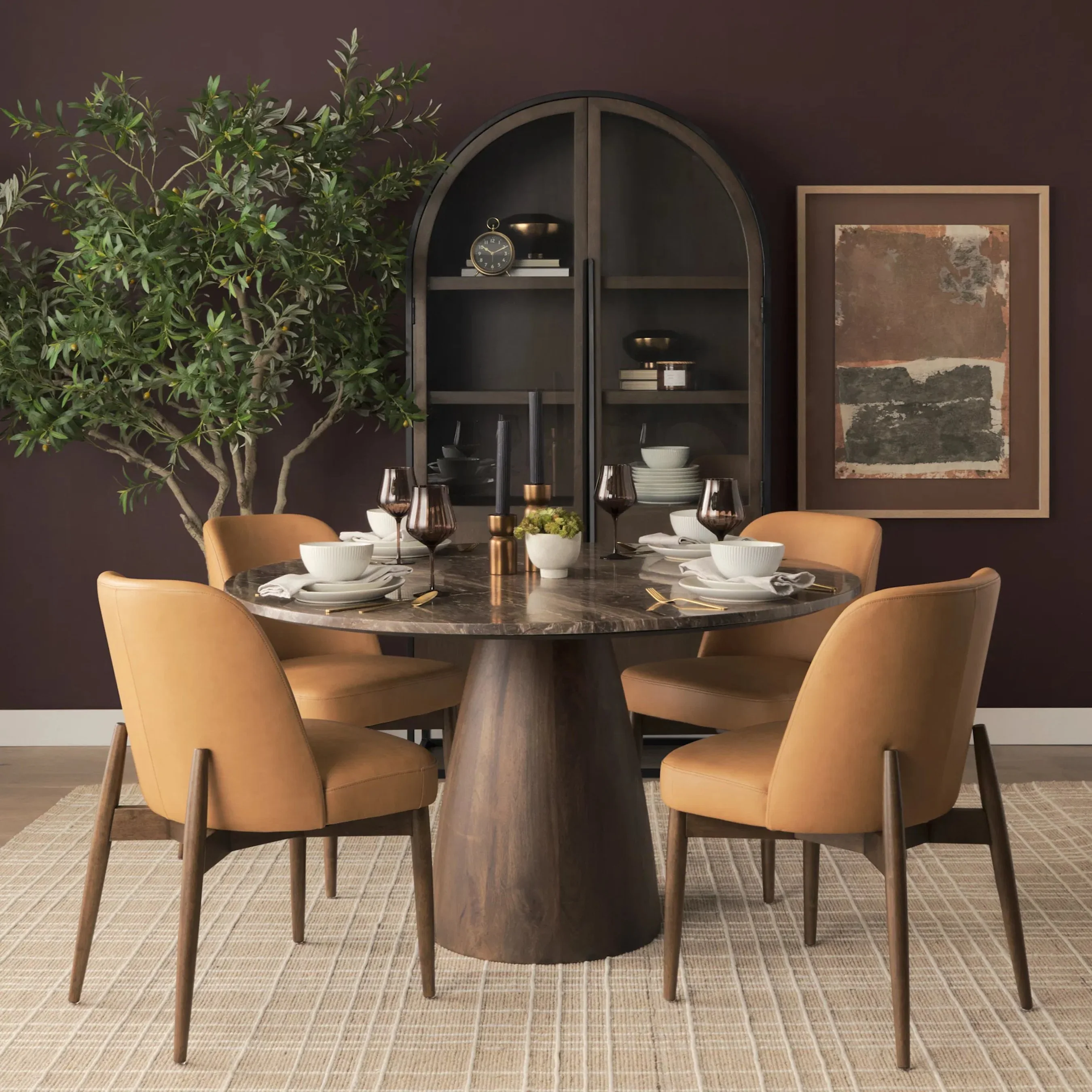 Abbie Curve Leather Dining Chair (Set of 2) - Image 3