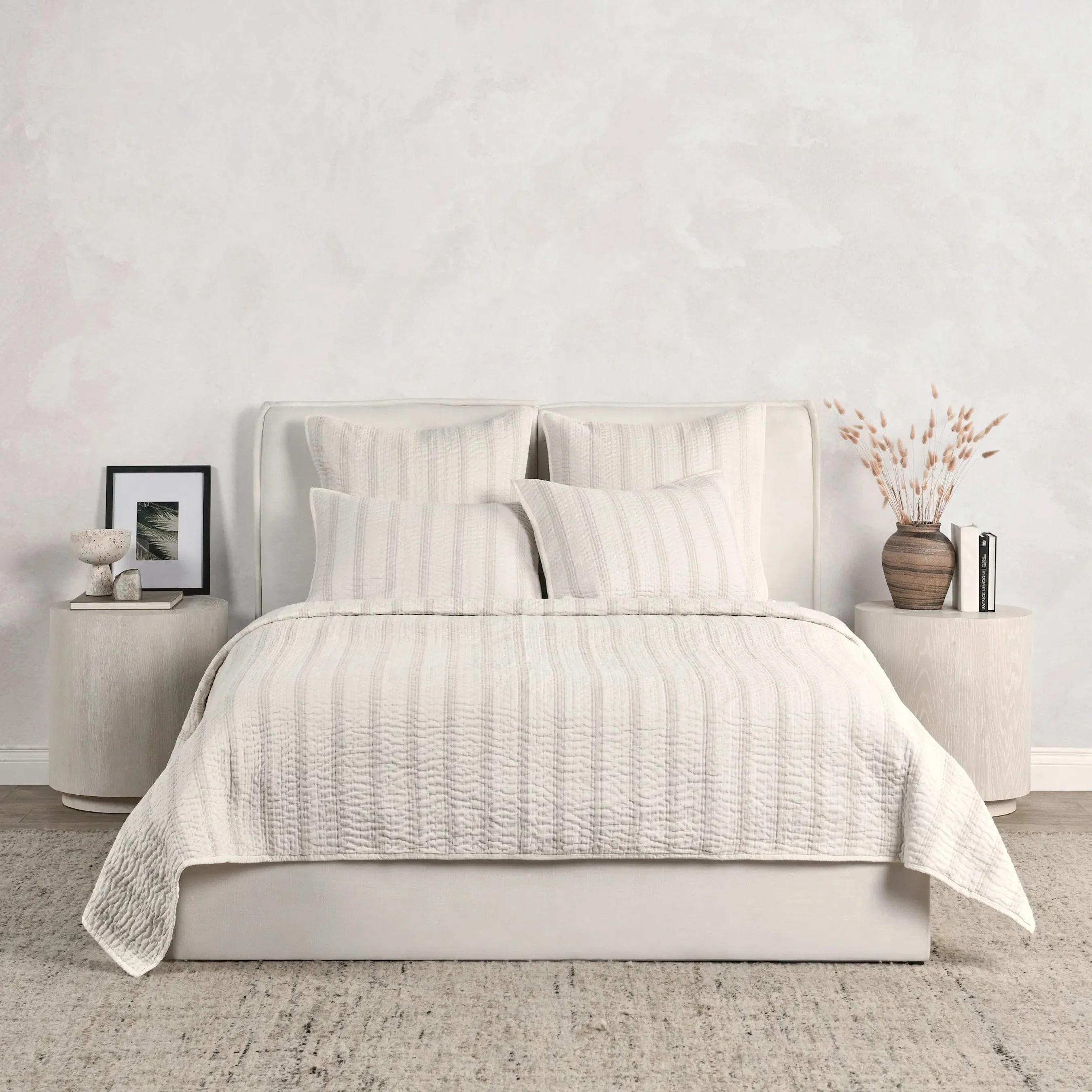 Abraham Cotton Linen Eggshell Beige Quilt - Image 7