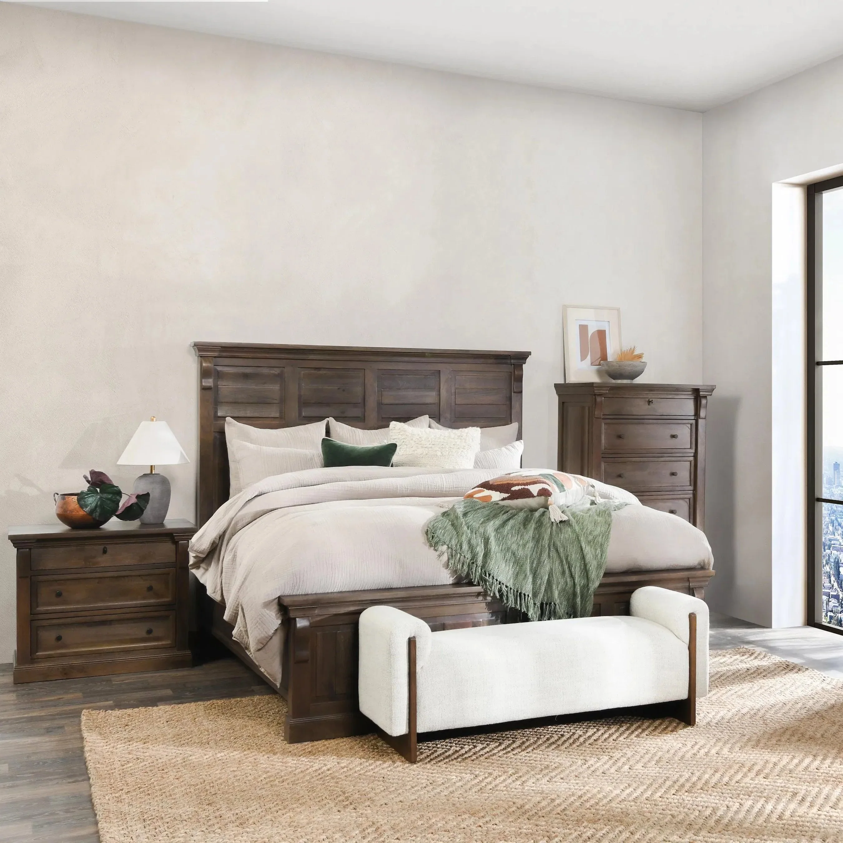 Adelaide Three-Door Mango Wood Nightstand - Image 21