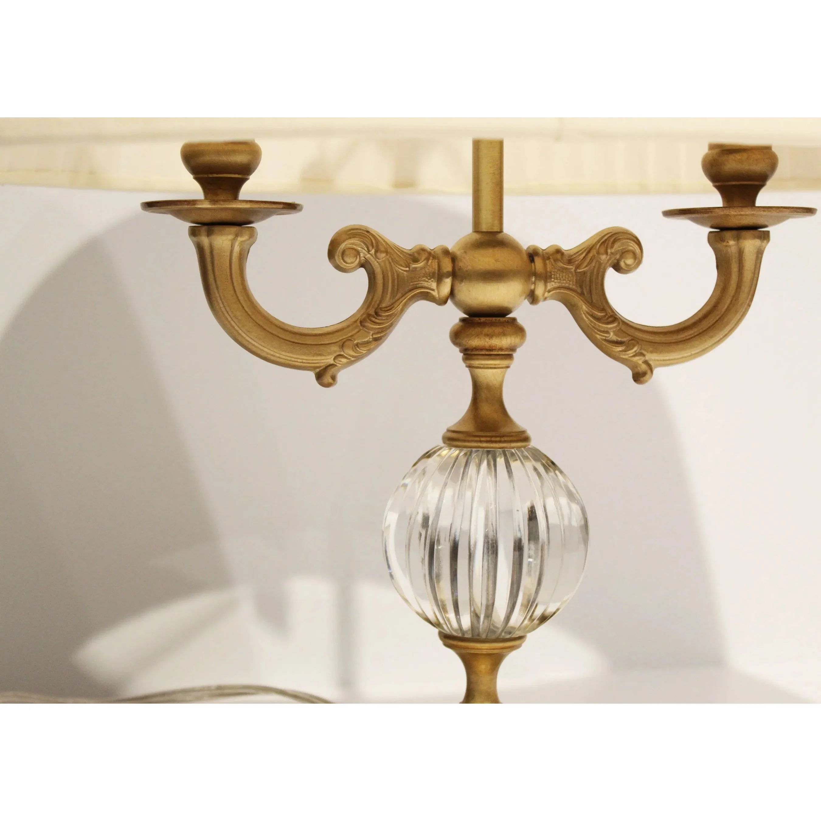 Aged Brass Table Lamp with Crystal Insert - Image 2