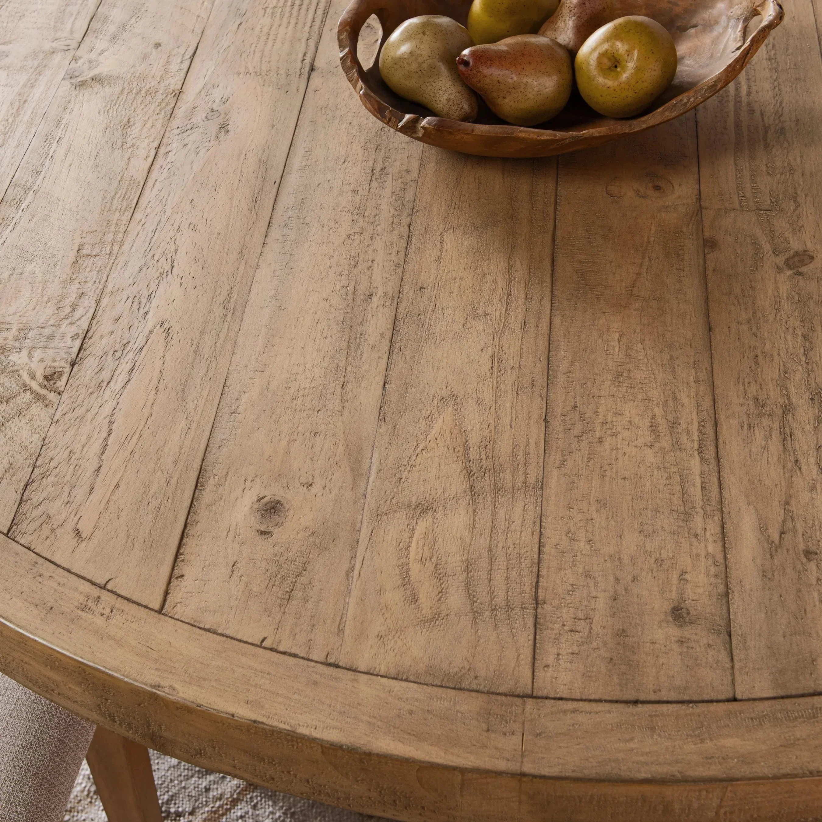 Allegra Reclaimed Circular Pine Wood Dining Table - Image 4