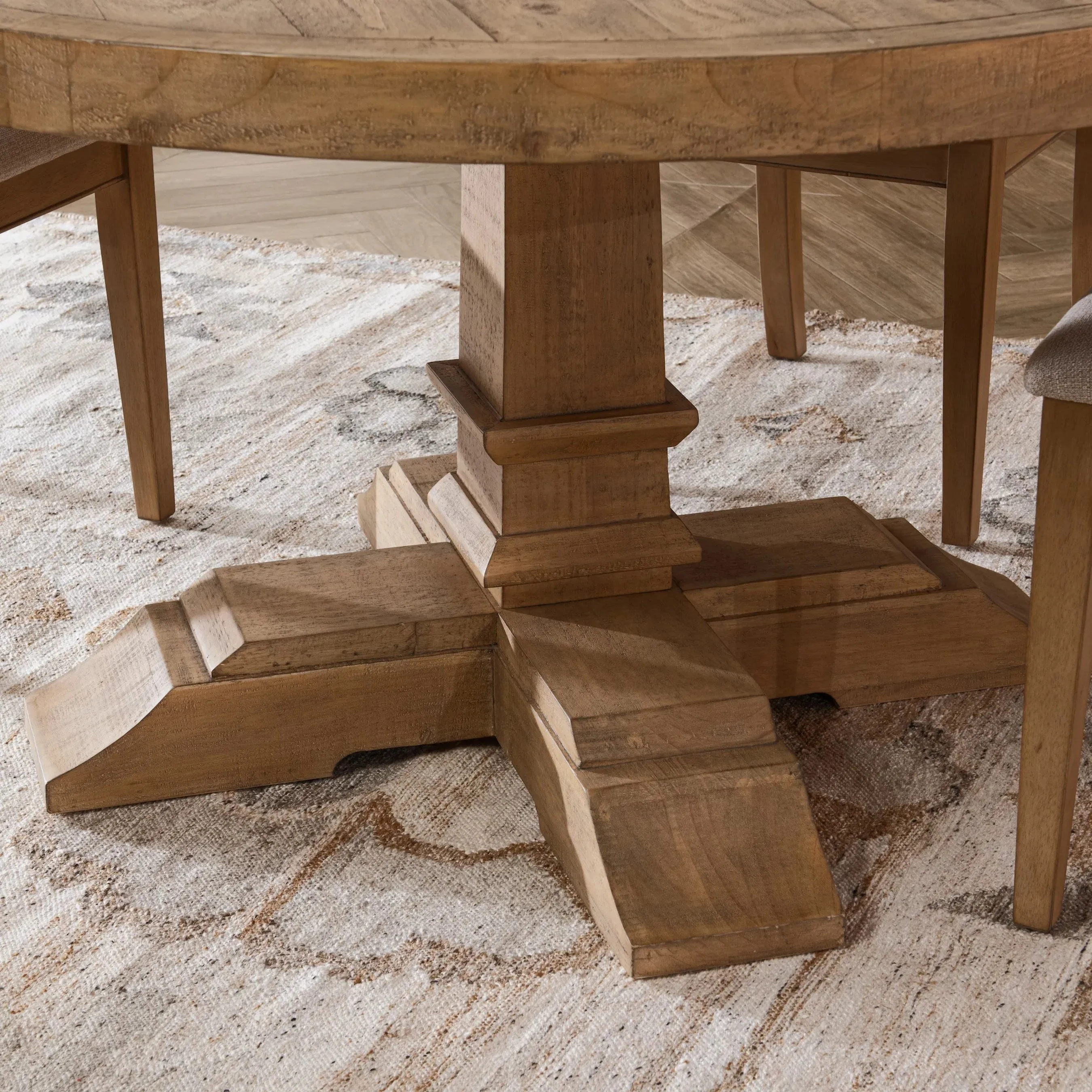 Allegra Reclaimed Circular Pine Wood Dining Table - Image 5