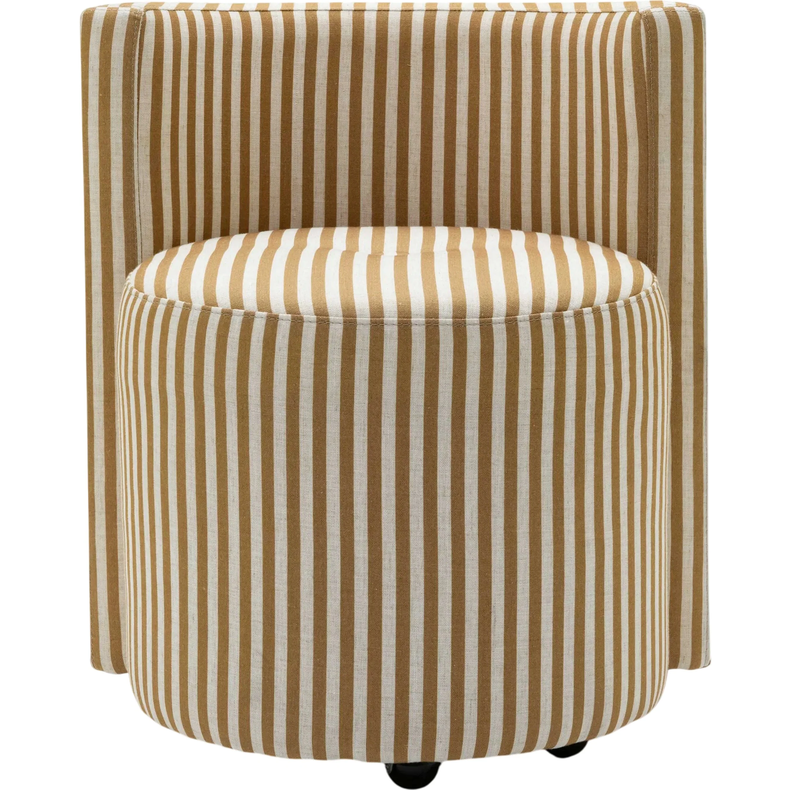 Alyssa Striped Linen Rolling Desk Chair - Image 3