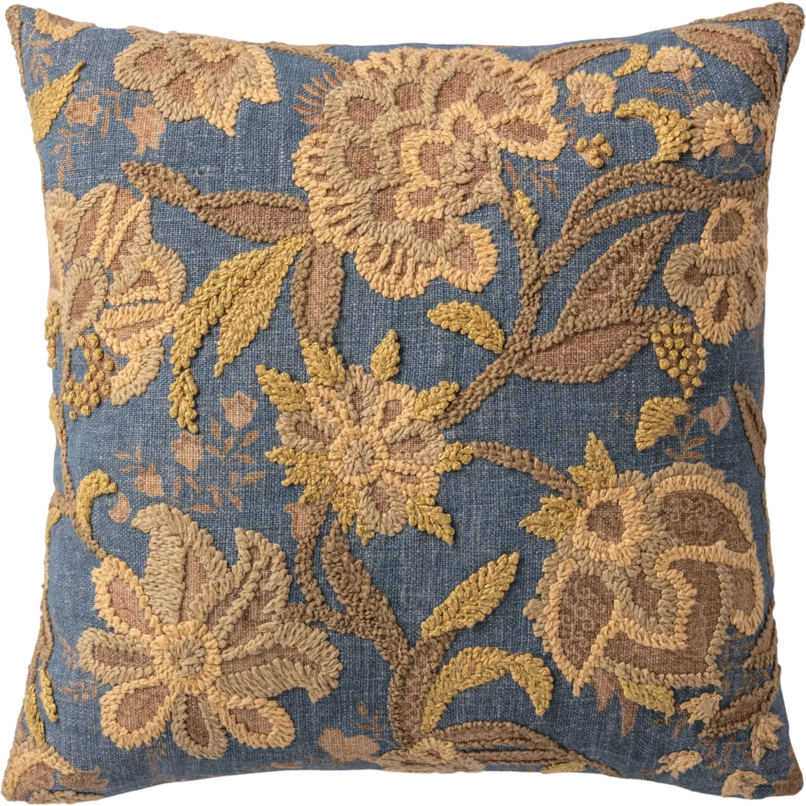 Anika Linen Blend Embroidered Throw Pillow