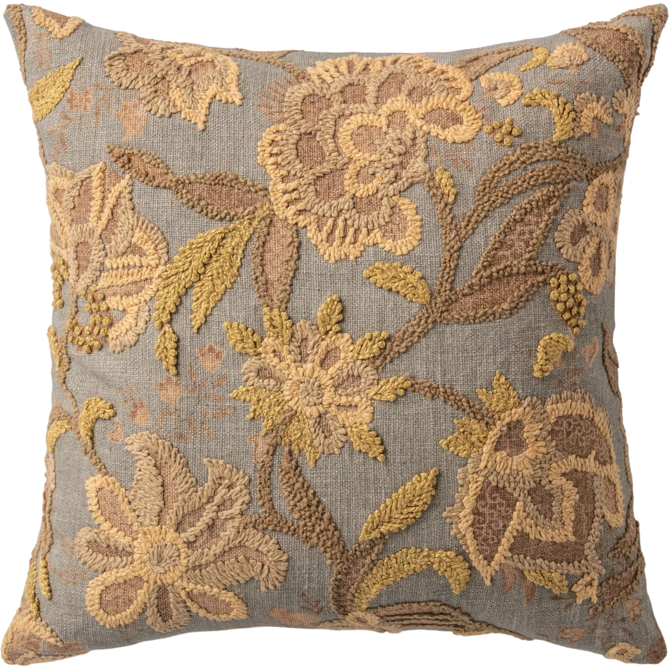 Anika Linen Blend Embroidered Throw Pillow - Image 2