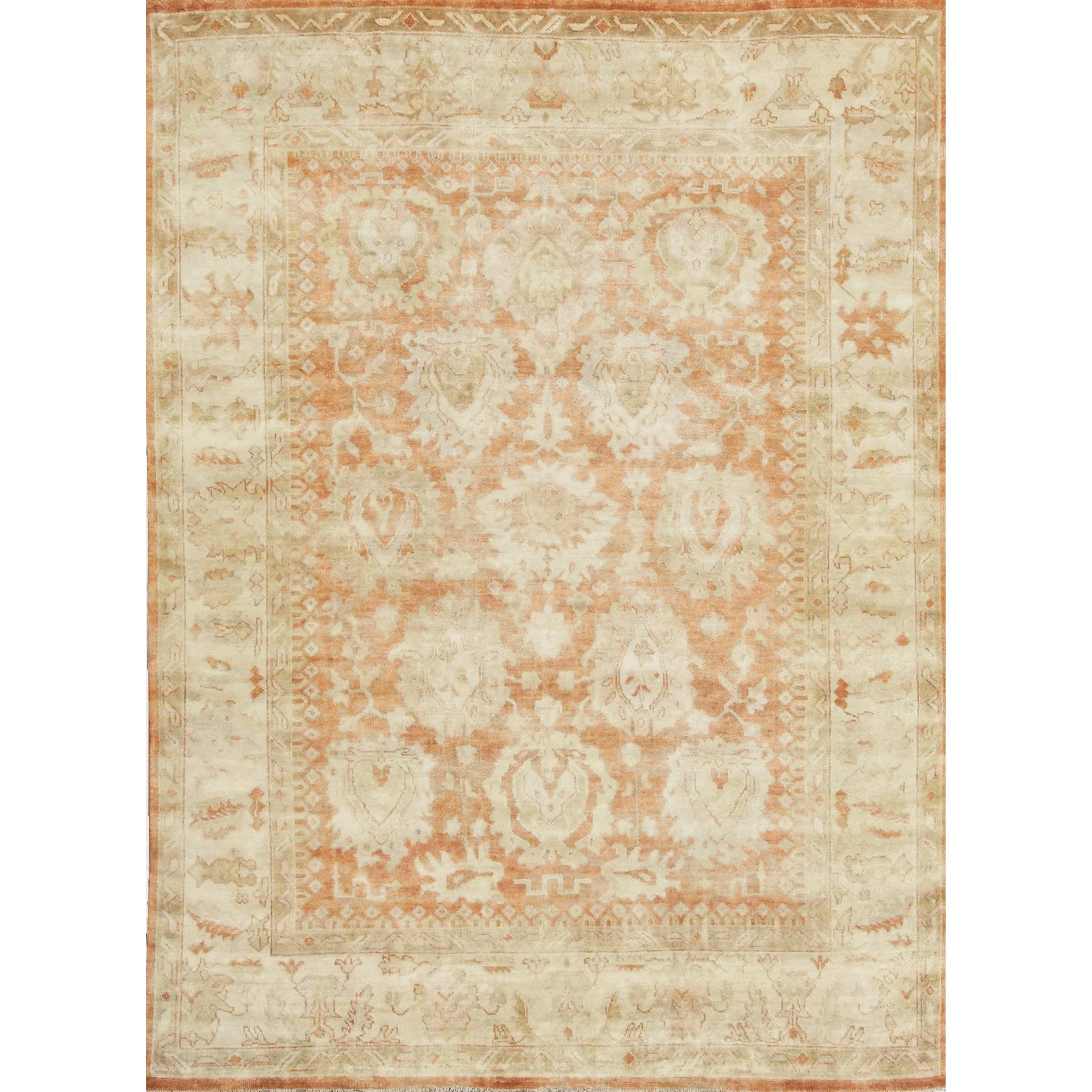 Antique Weave Oushak Rug - Rust, Ivory