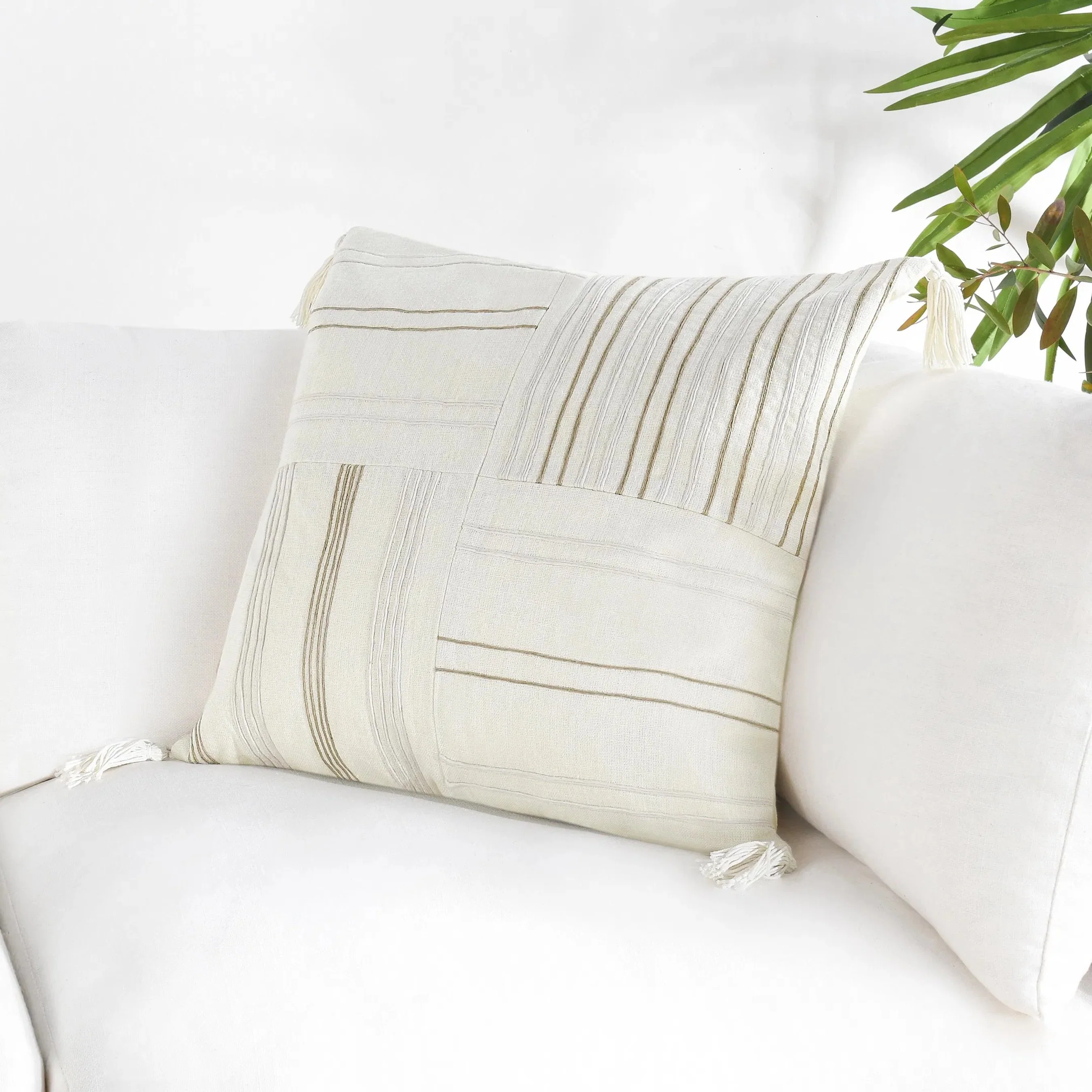 Apana Linen Blend Striped Woven Throw Pillow - Image 16
