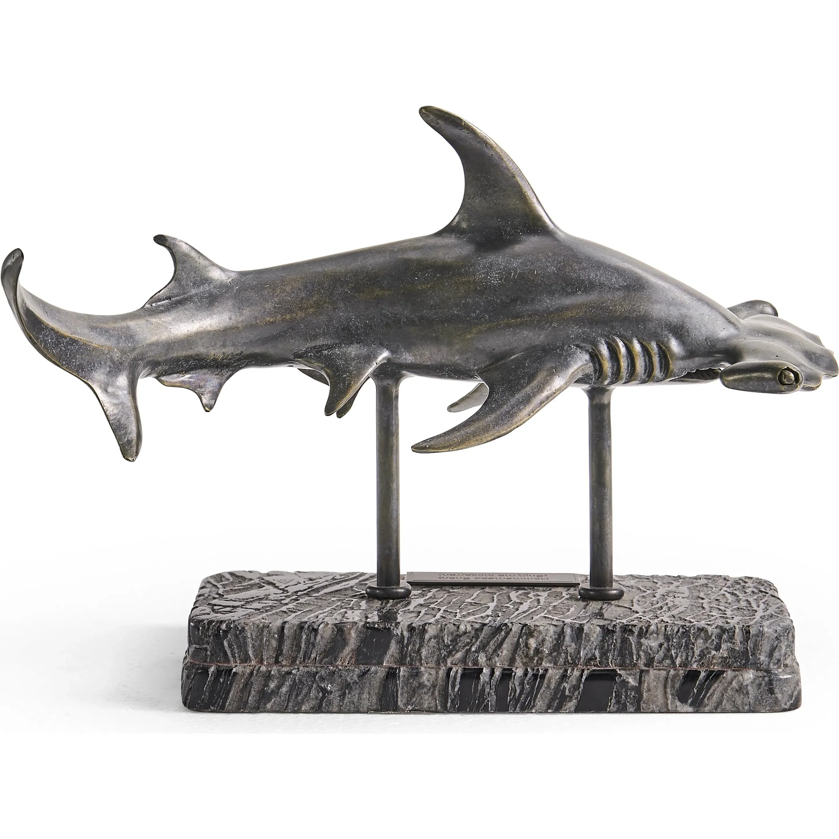 Arc Hammerhead Shark Bronze Statue with Marble Base - Image 10