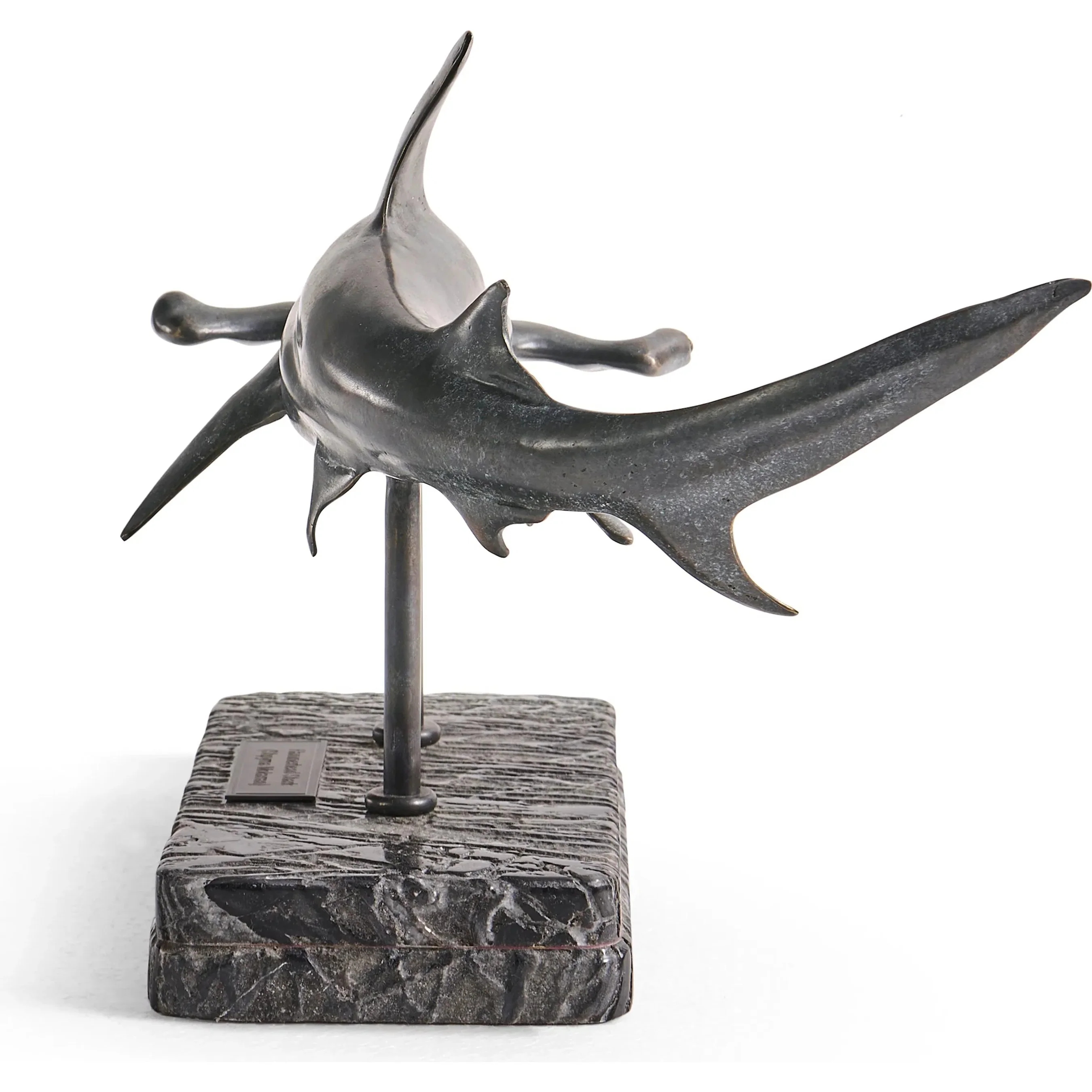 Arc Hammerhead Shark Bronze Statue with Marble Base - Image 12