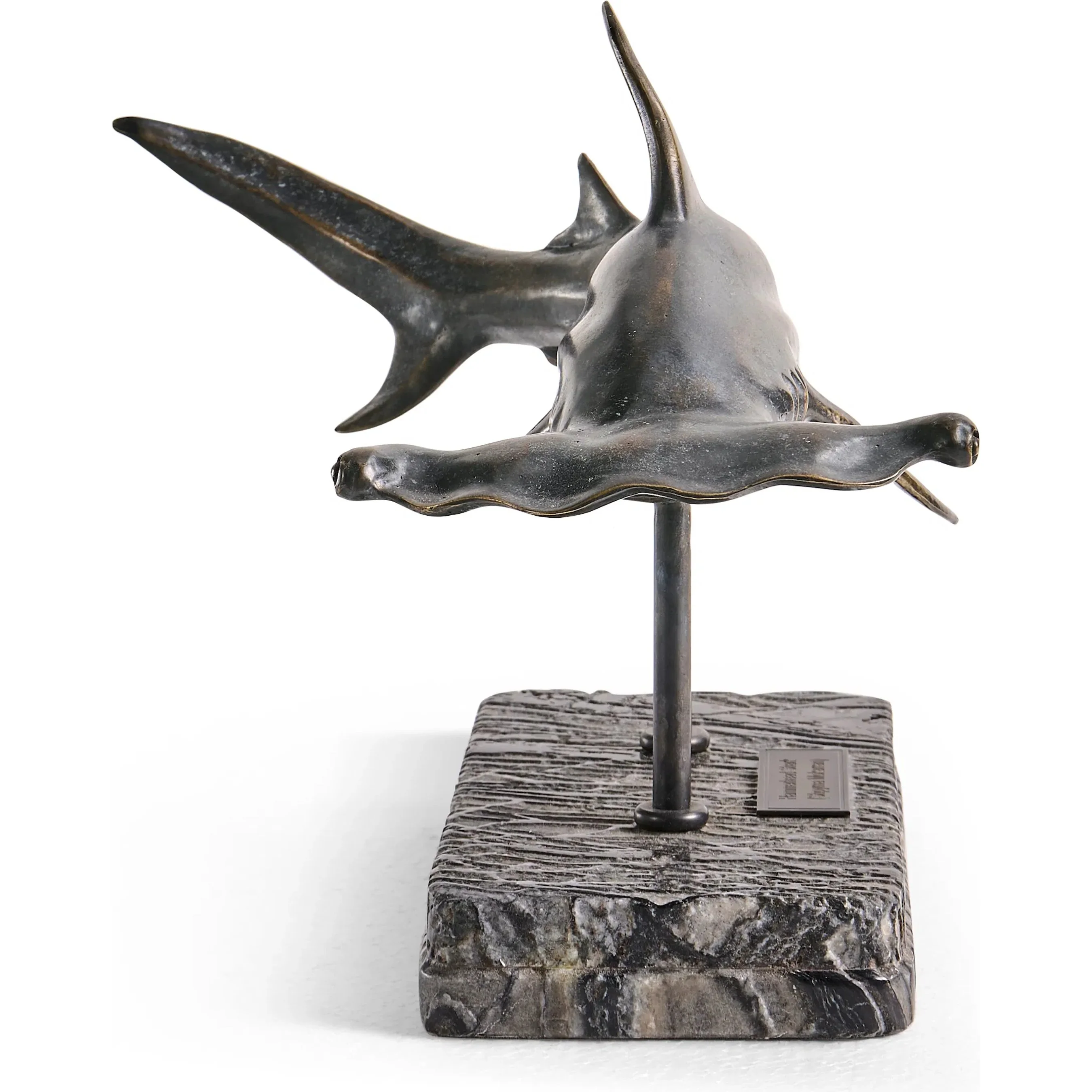 Arc Hammerhead Shark Bronze Statue with Marble Base - Image 13
