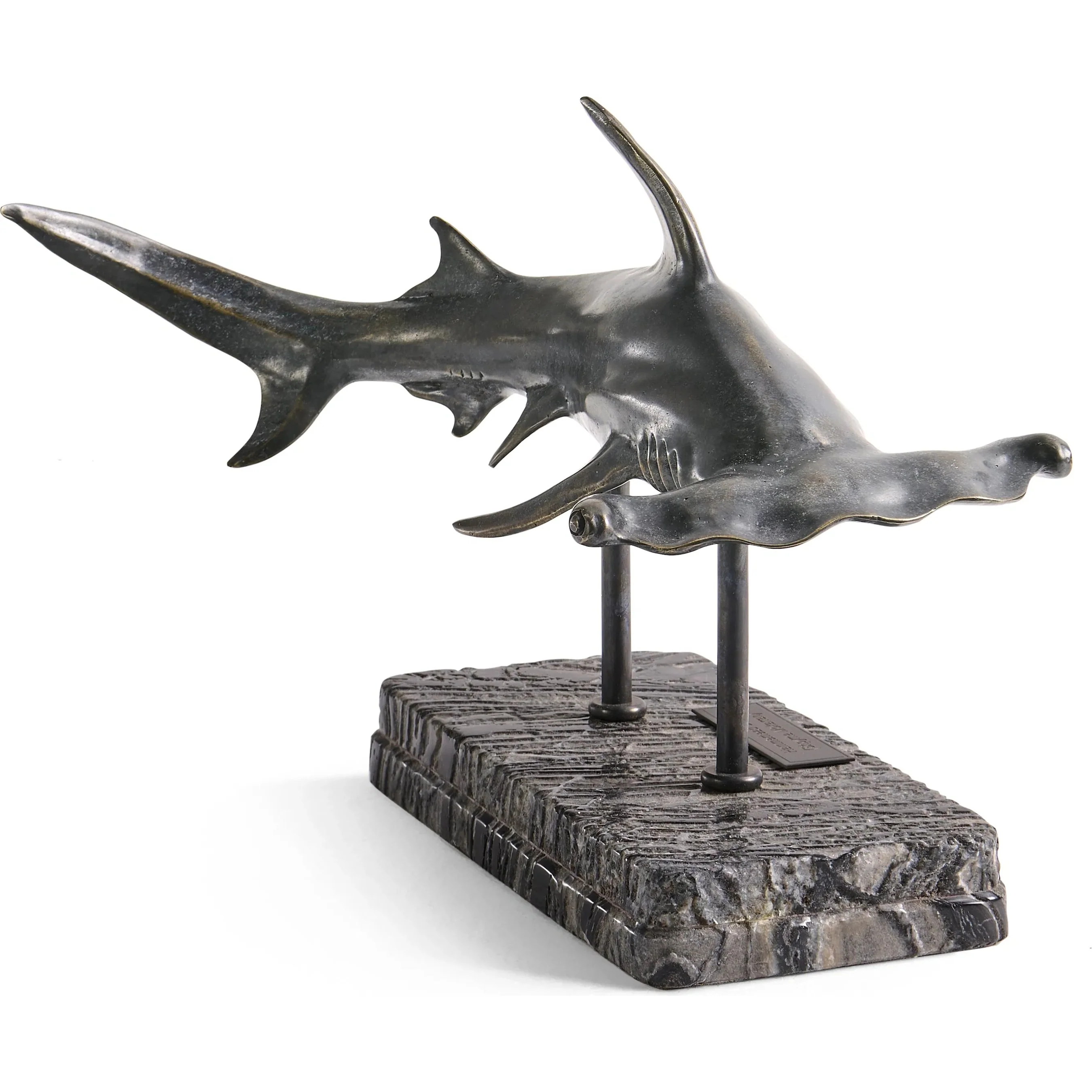 Arc Hammerhead Shark Bronze Statue with Marble Base - Image 15