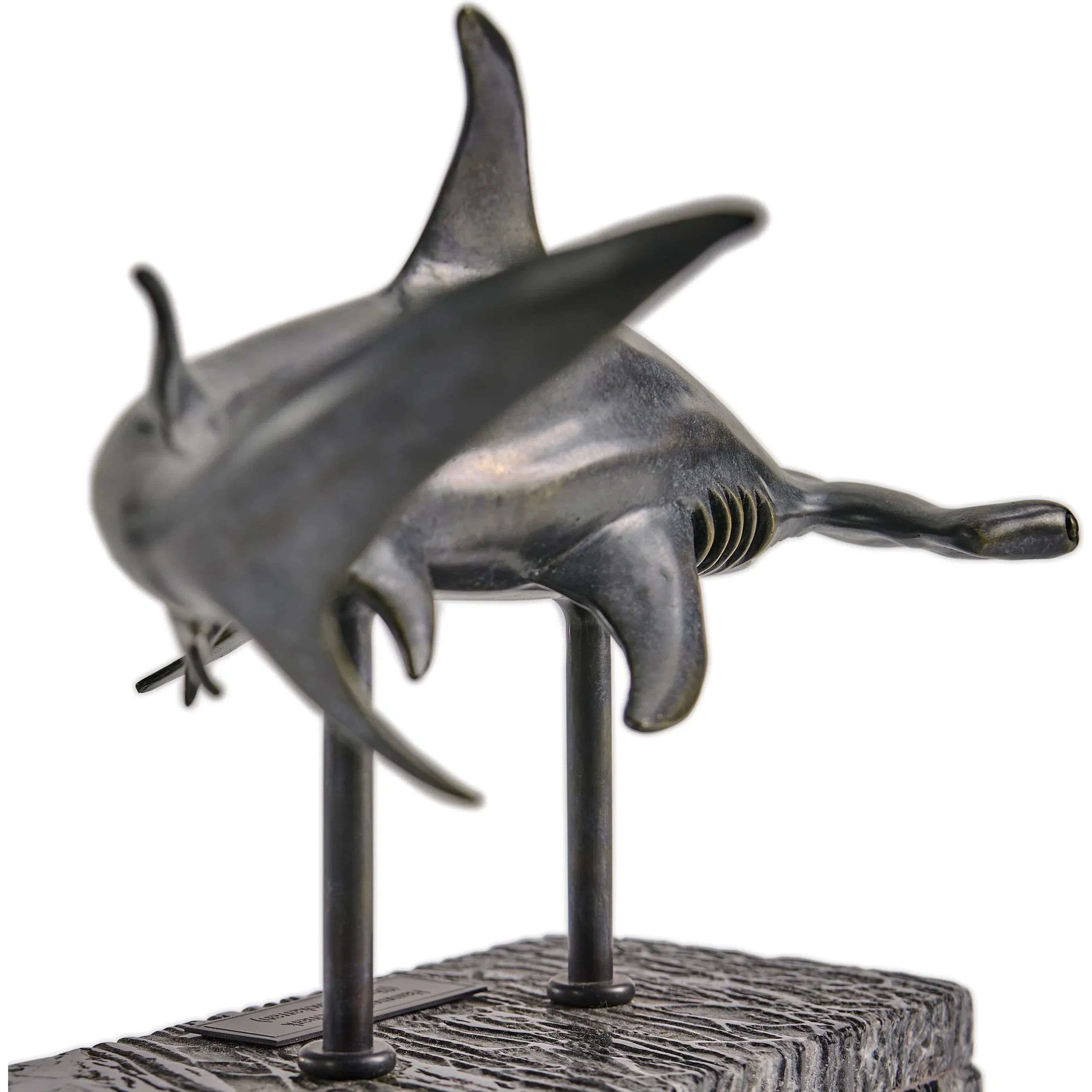 Arc Hammerhead Shark Bronze Statue with Marble Base - Image 17