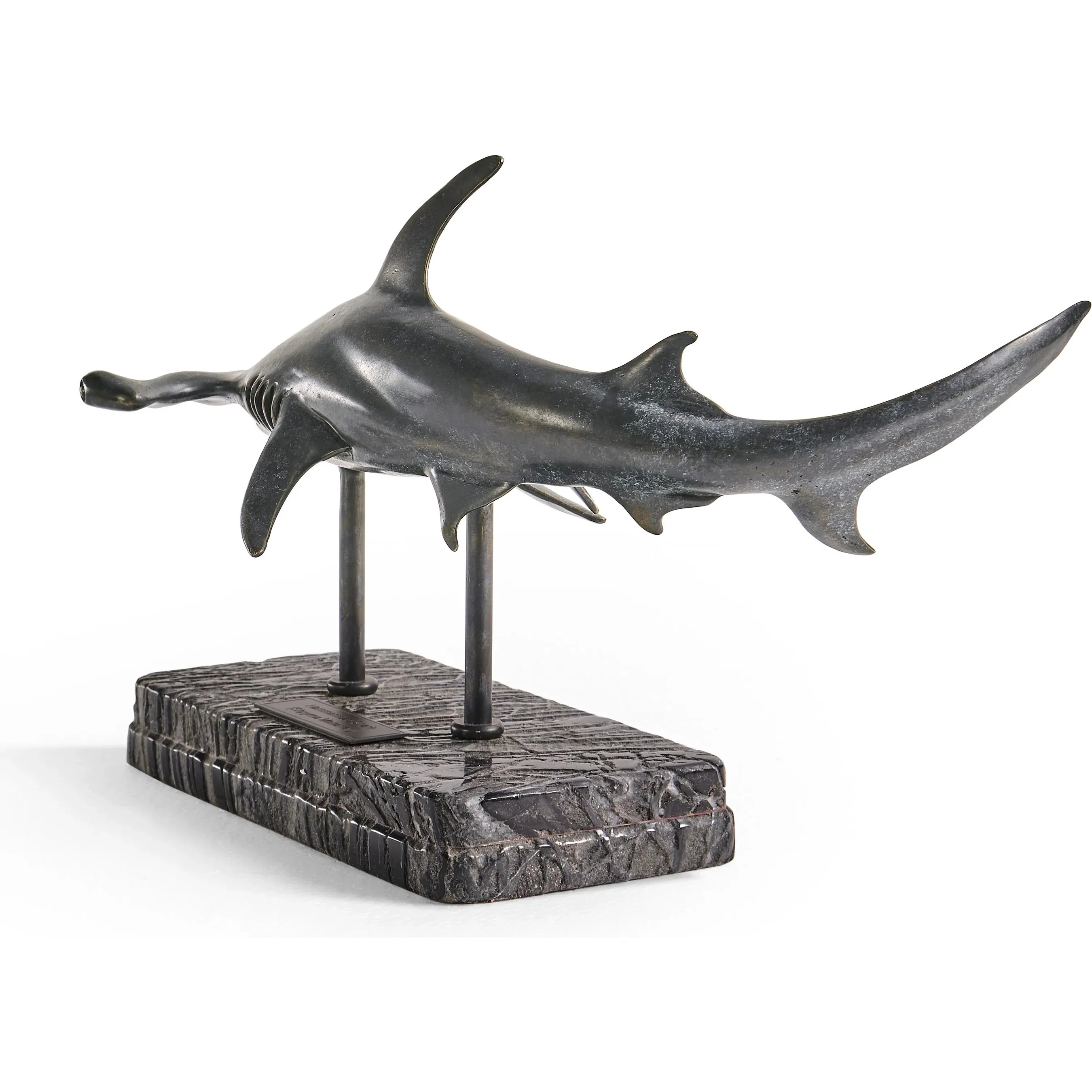 Arc Hammerhead Shark Bronze Statue with Marble Base - Image 6