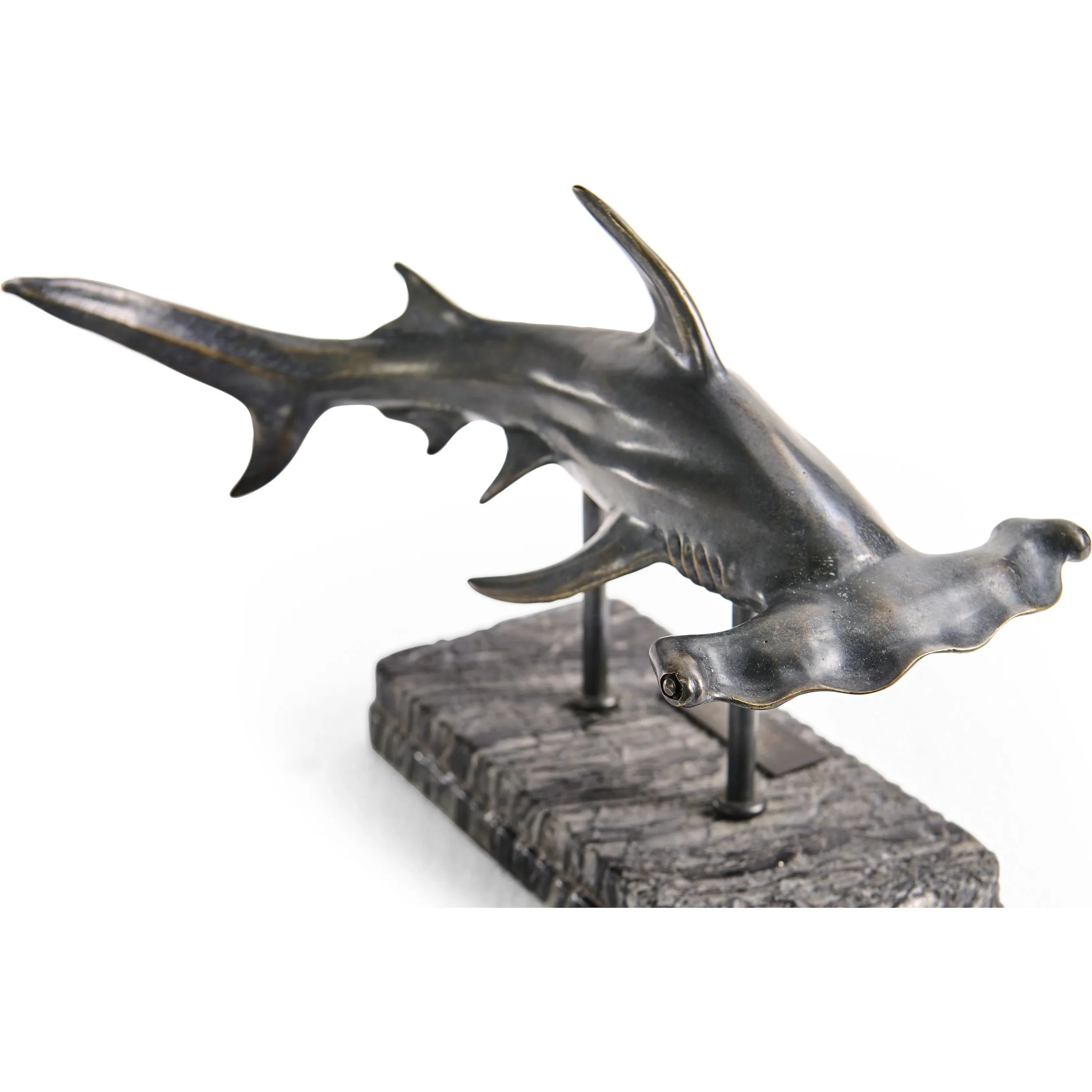 Arc Hammerhead Shark Bronze Statue with Marble Base - Image 7