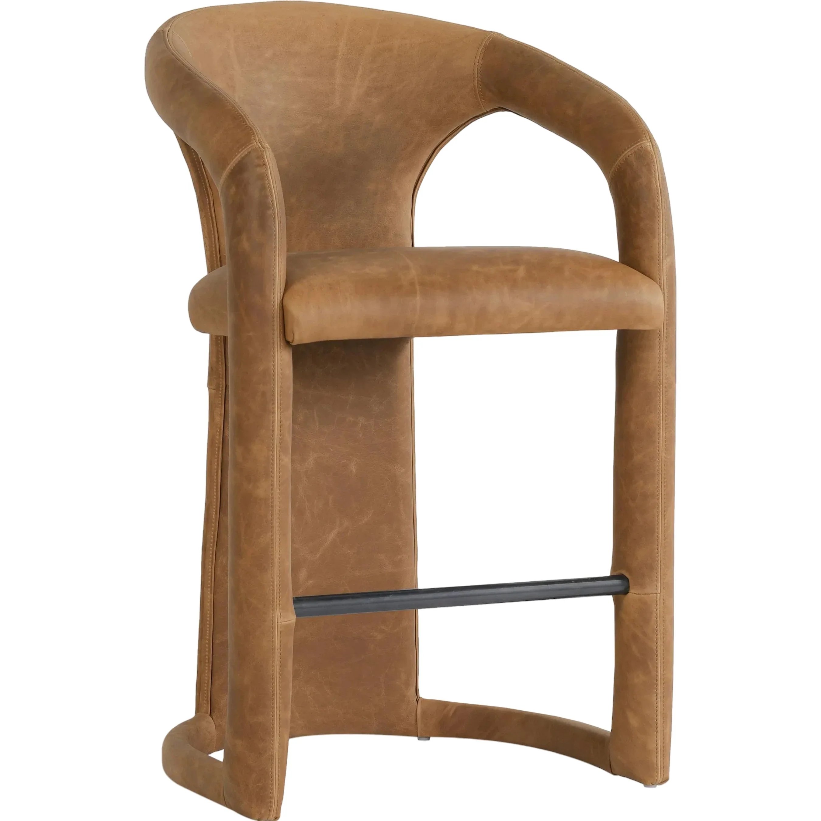 Archie 26" Distressed Leather Counter Stool