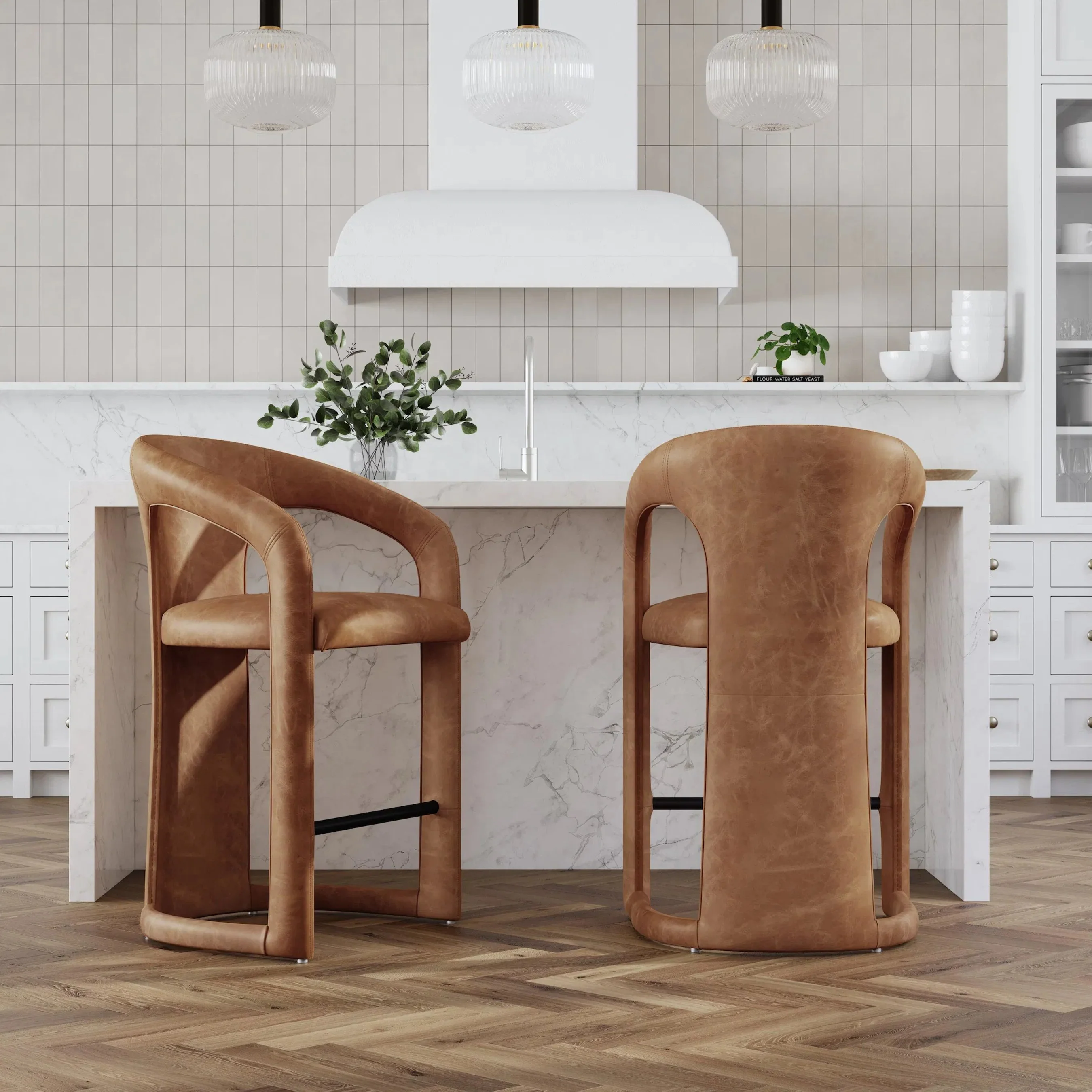 Archie 26" Distressed Leather Counter Stool - Image 8