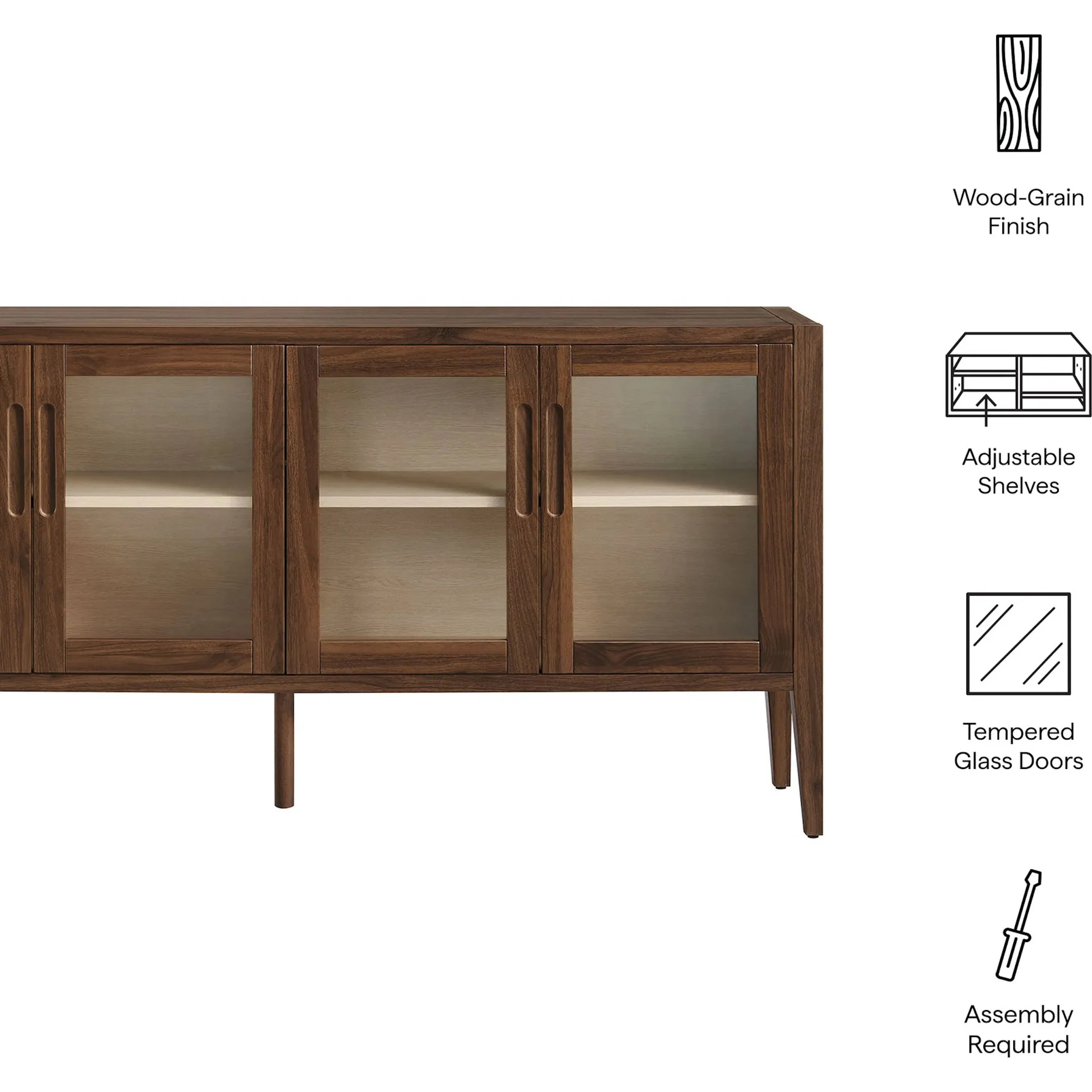 Arecibo 72" Glass Door Sideboard Storage Display Cabinet - Image 3