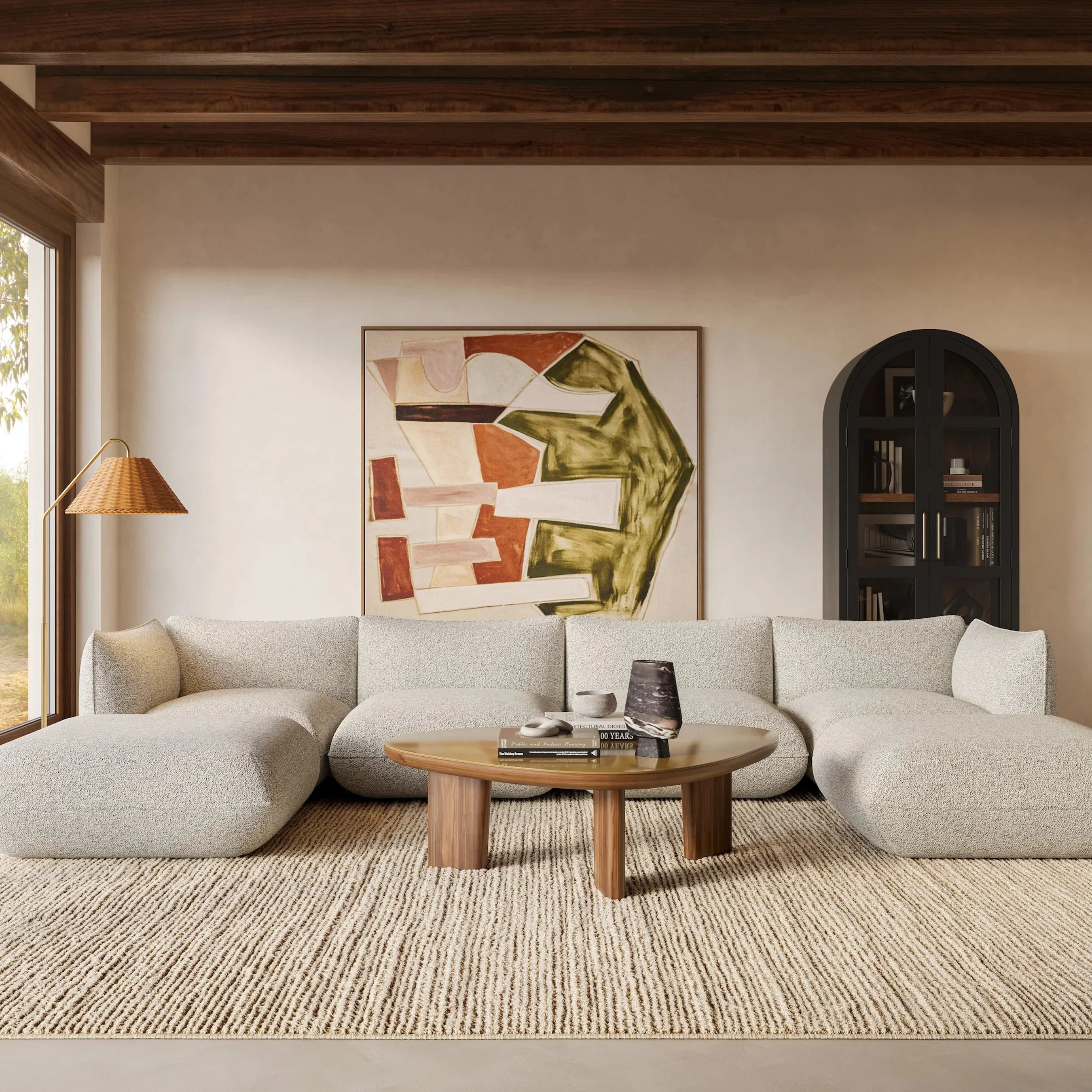 Arezza Contract-Grade Basketweave Chenille Modular U-Chaise Sectional - Image 3