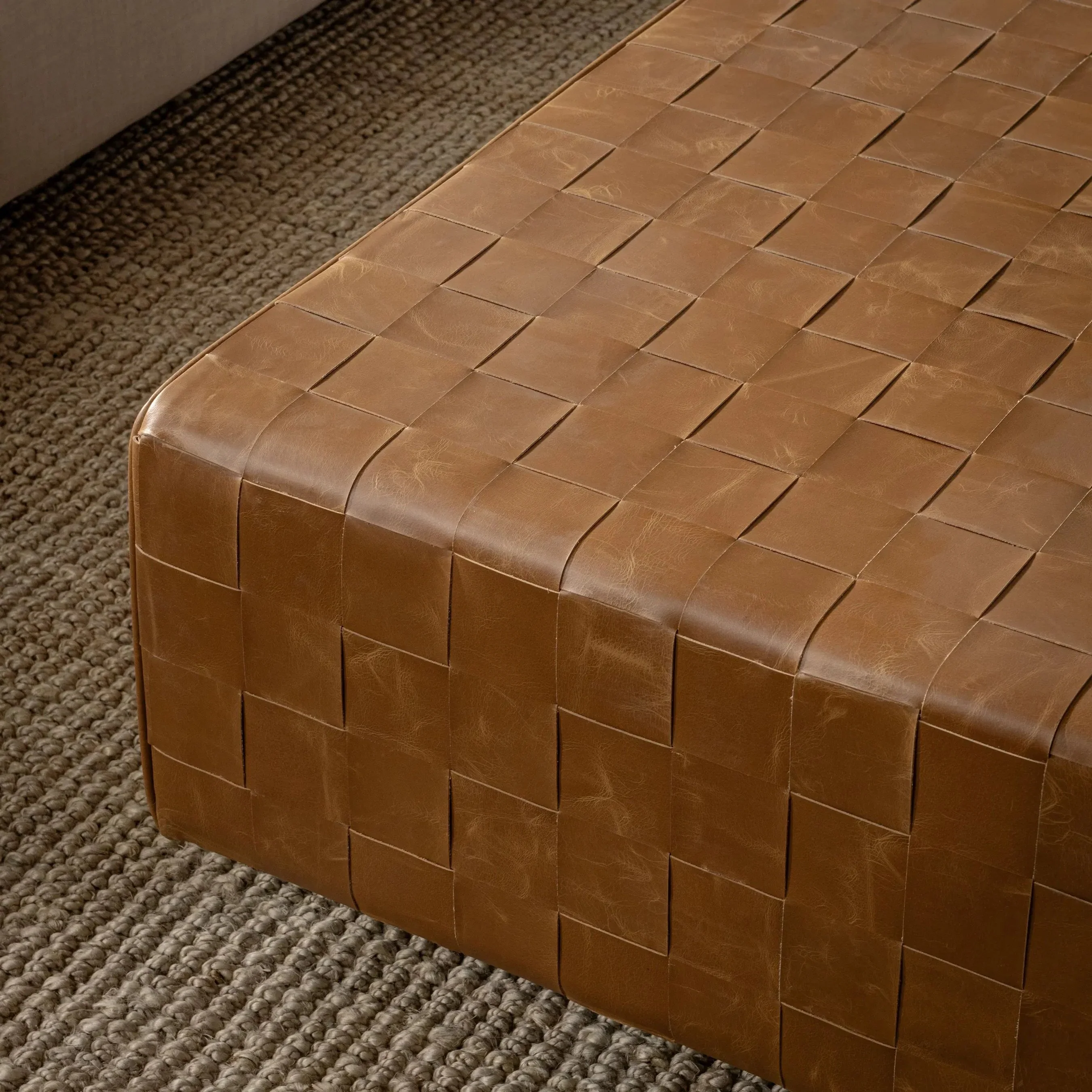 Aristo Leather Square Cocktail Ottoman - Image 5