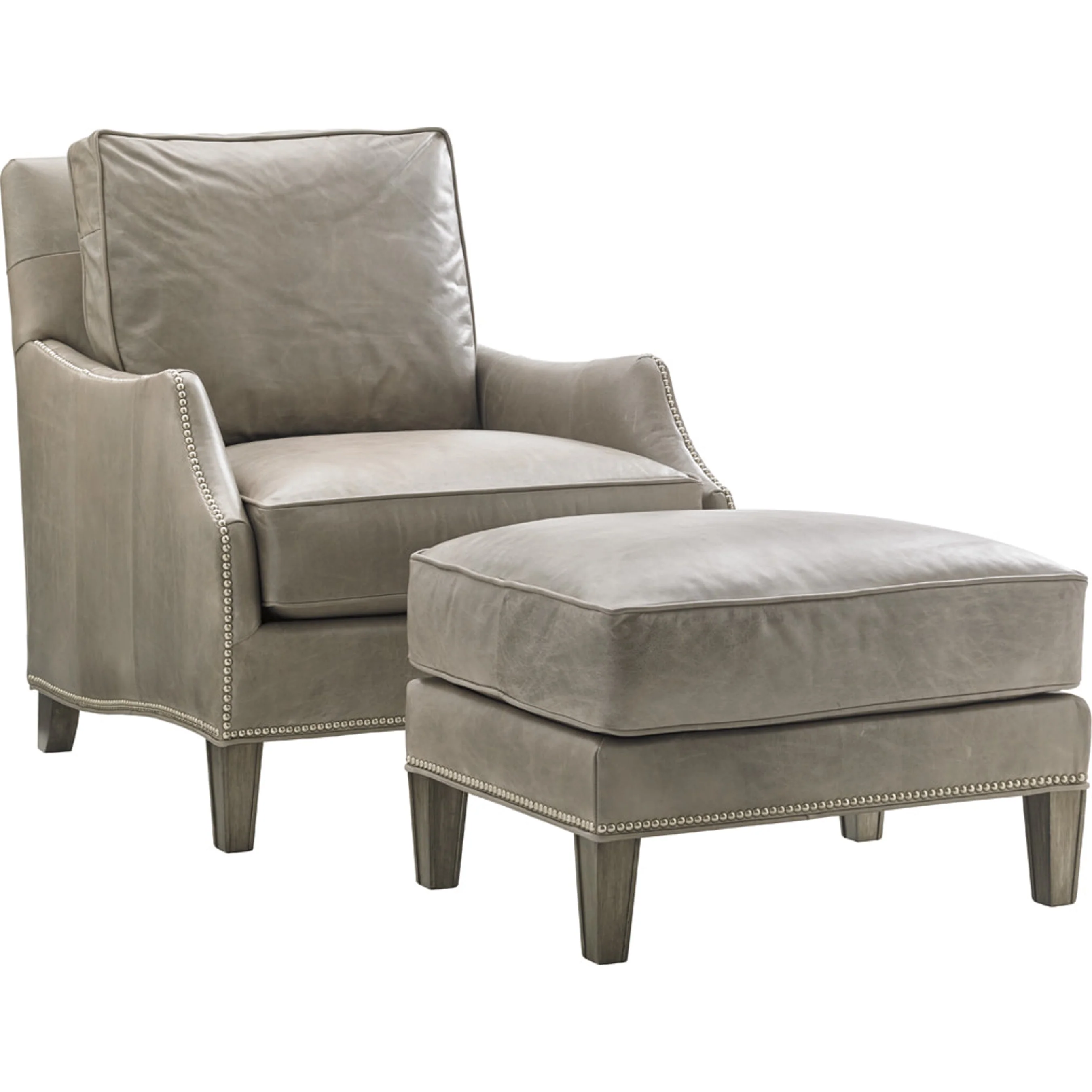 Ashton Leather Ottoman - Image 2