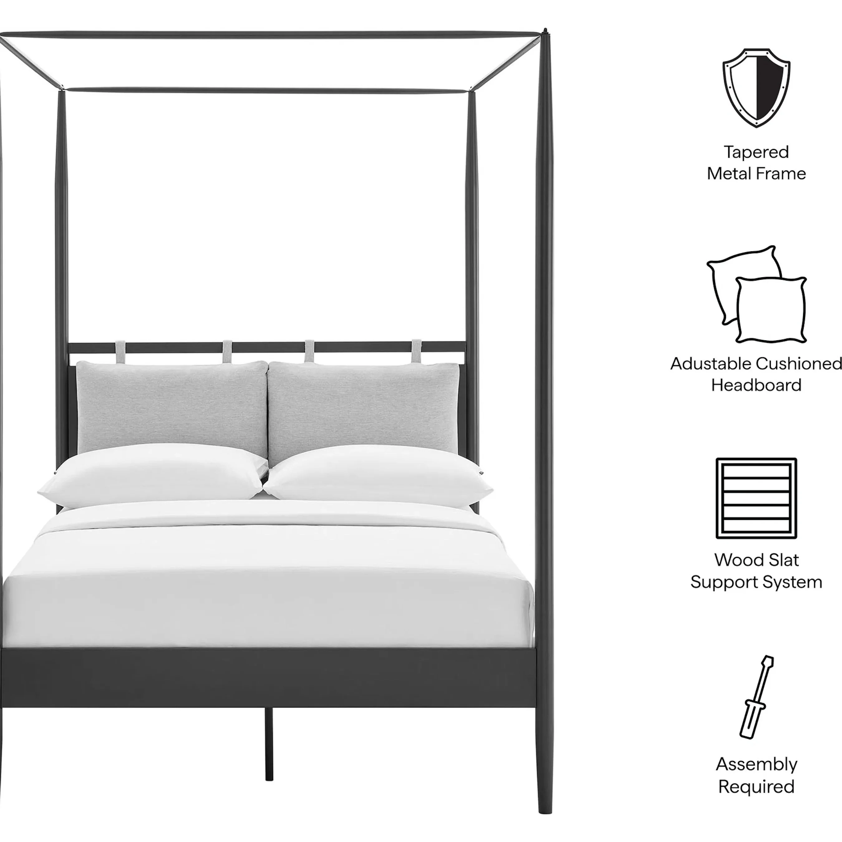 Atlantic 4-Poster Canopy Metal Platform Bed - Image 10