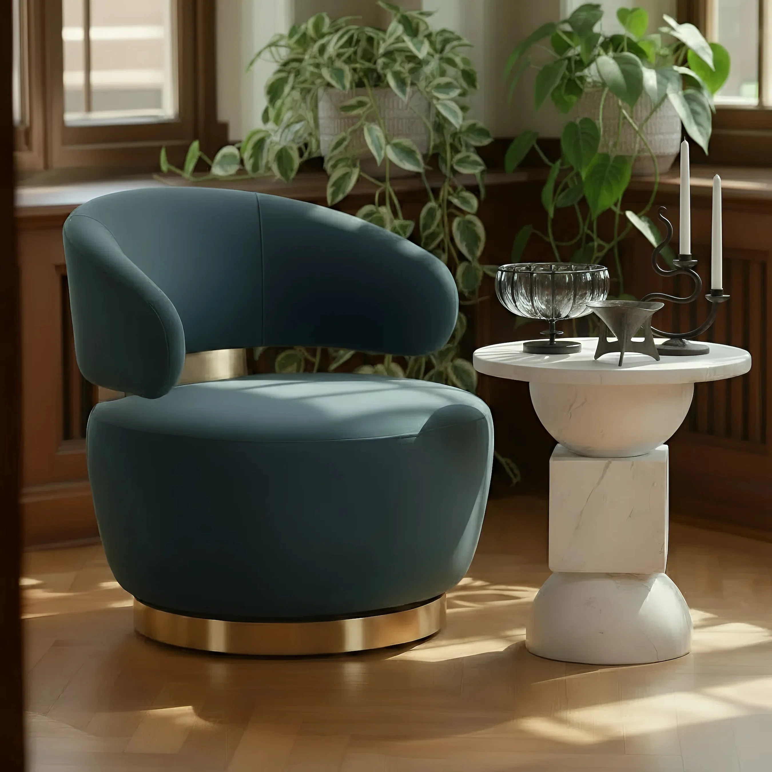 Austin Velvet Swivel Chair - Image 4