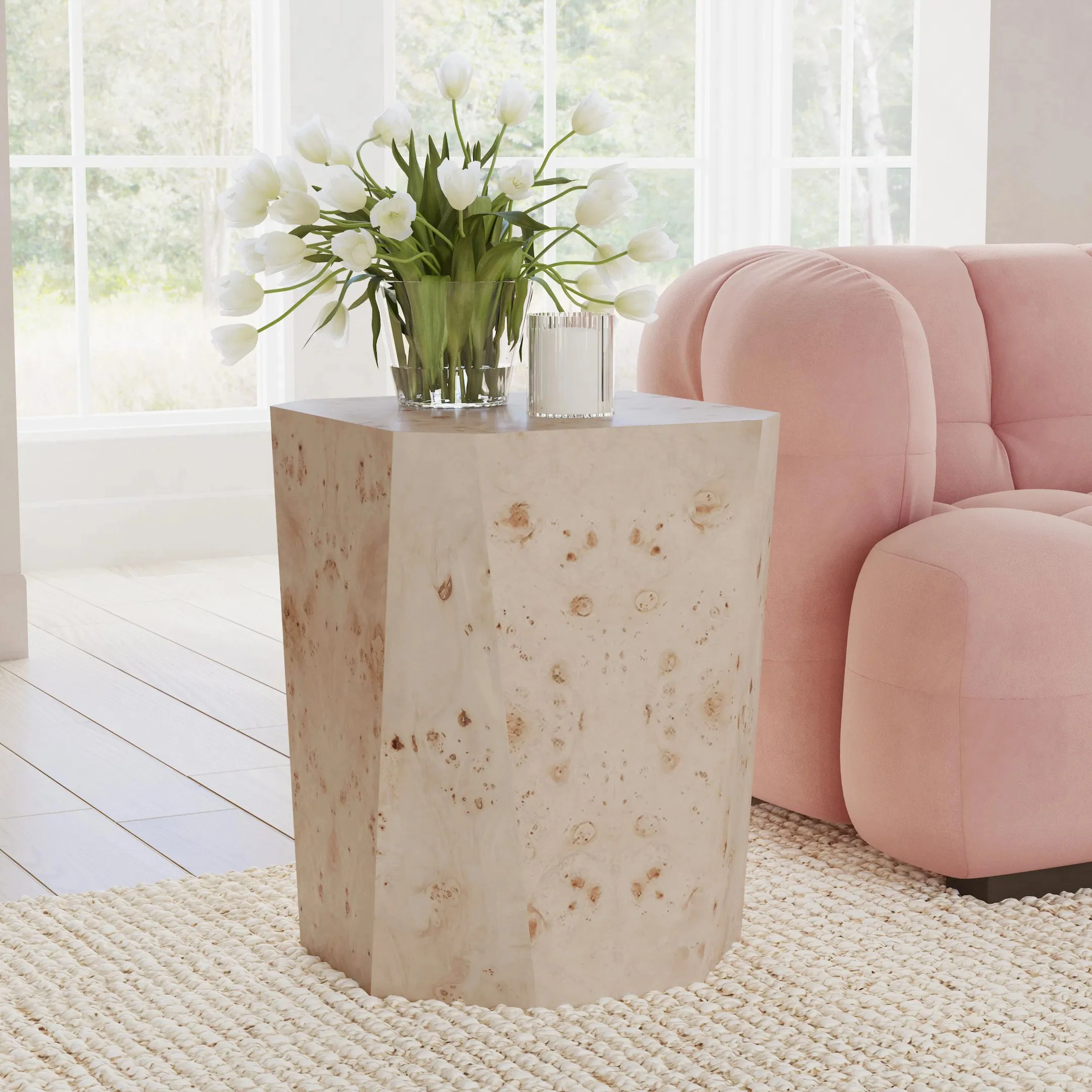Avena 17" Burl Wood Square End Table - Image 5
