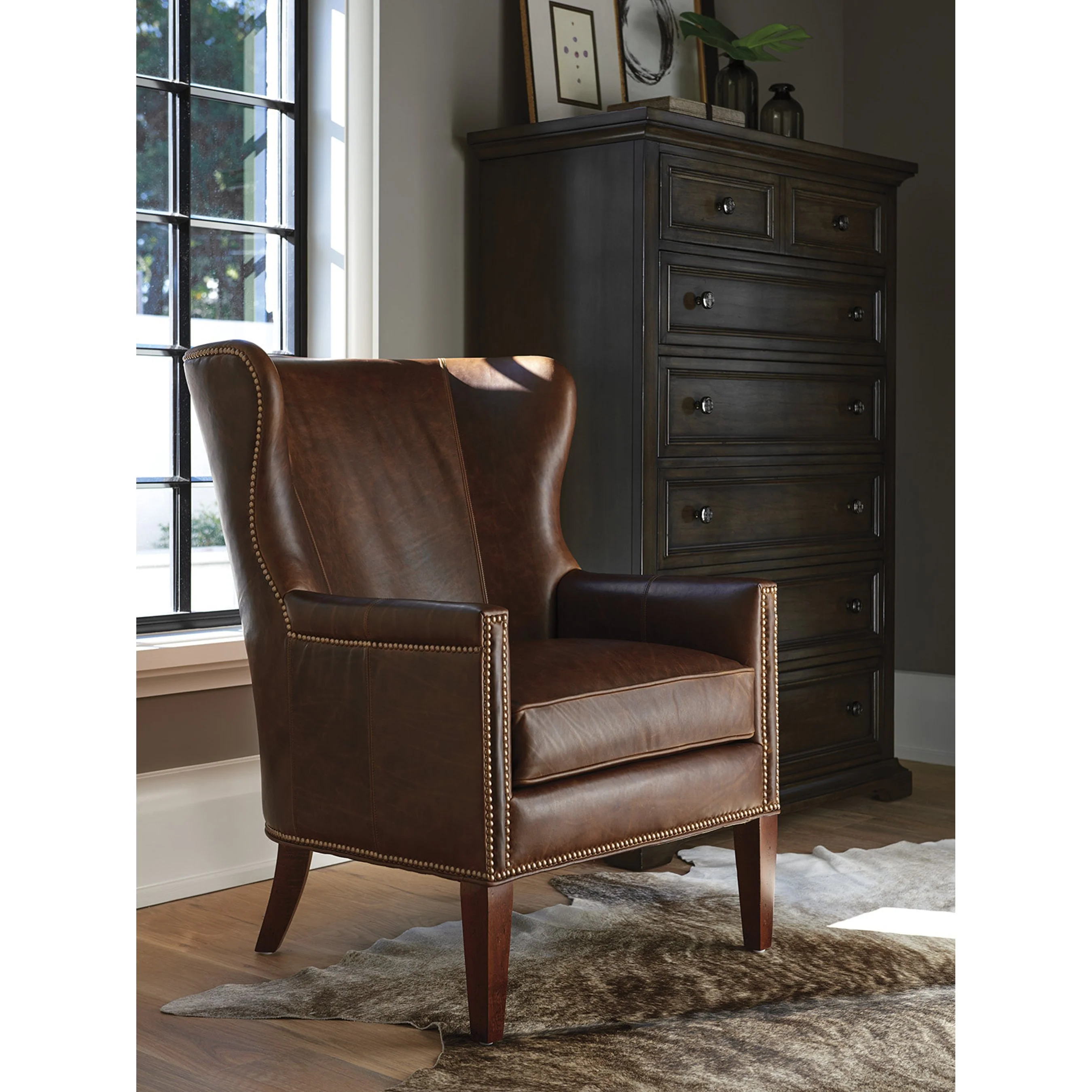 Avery Leather Wing Chair - Image 3