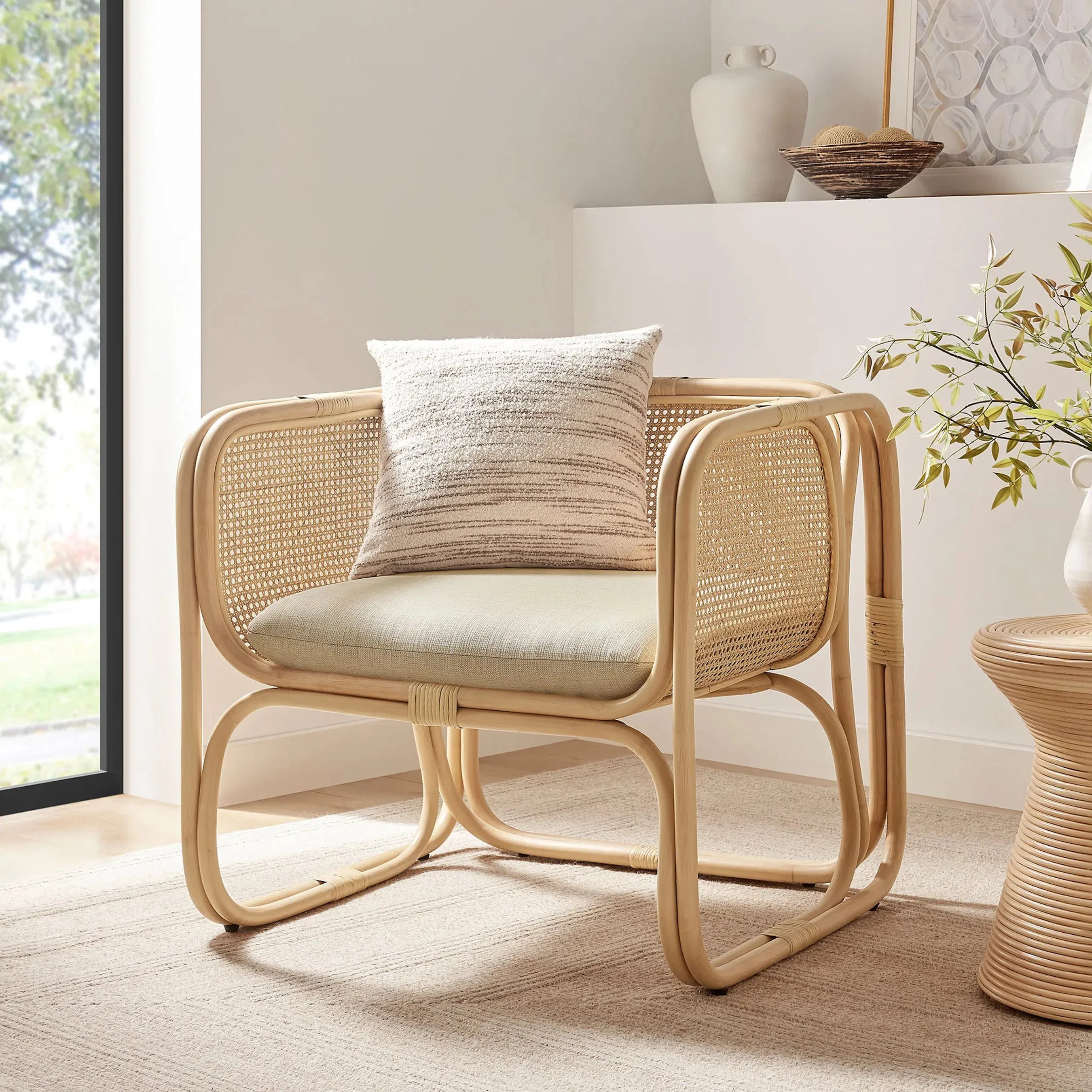 Avon Natural Rattan Accent Armchair - Image 6