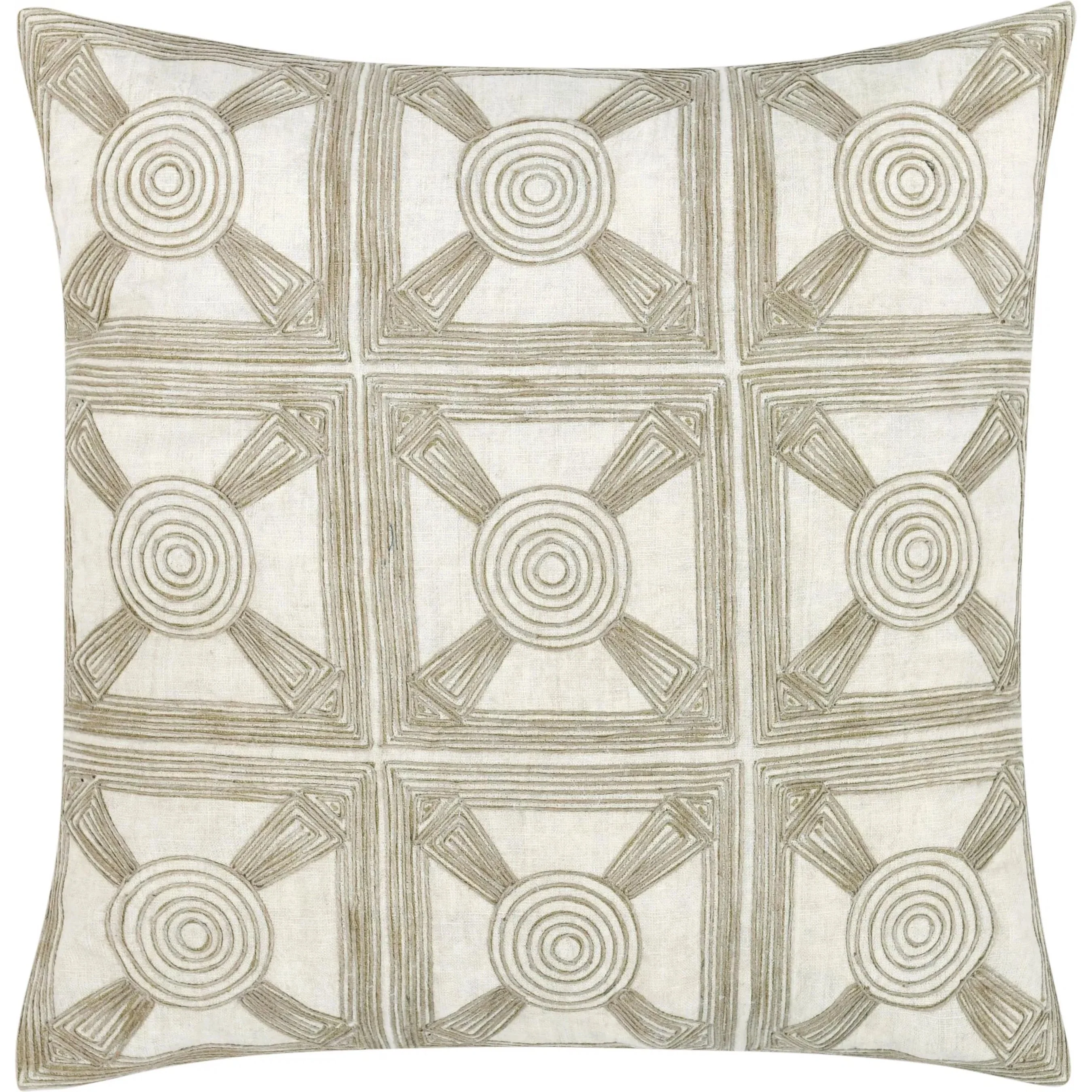 Baia Embroidered Belgian Linen Throw Pillow