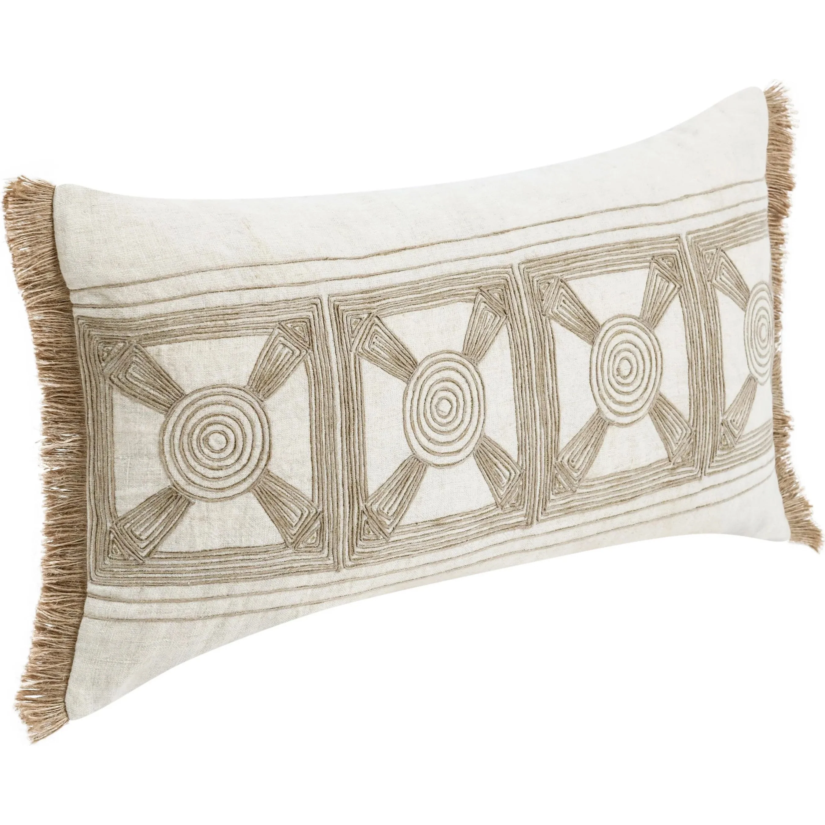 Baia Embroidered Belgian Linen Throw Pillow - Image 11
