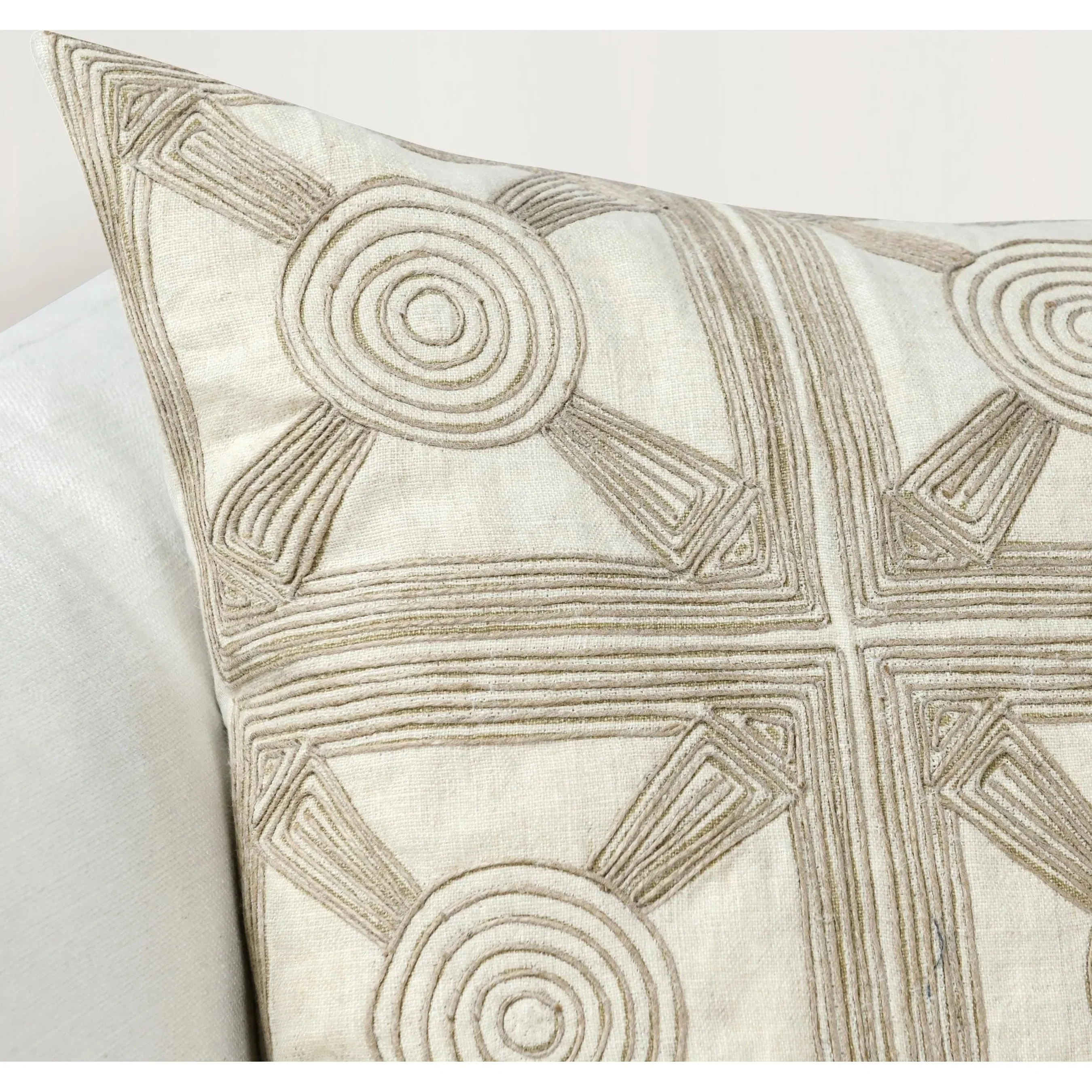 Baia Embroidered Belgian Linen Throw Pillow - Image 13