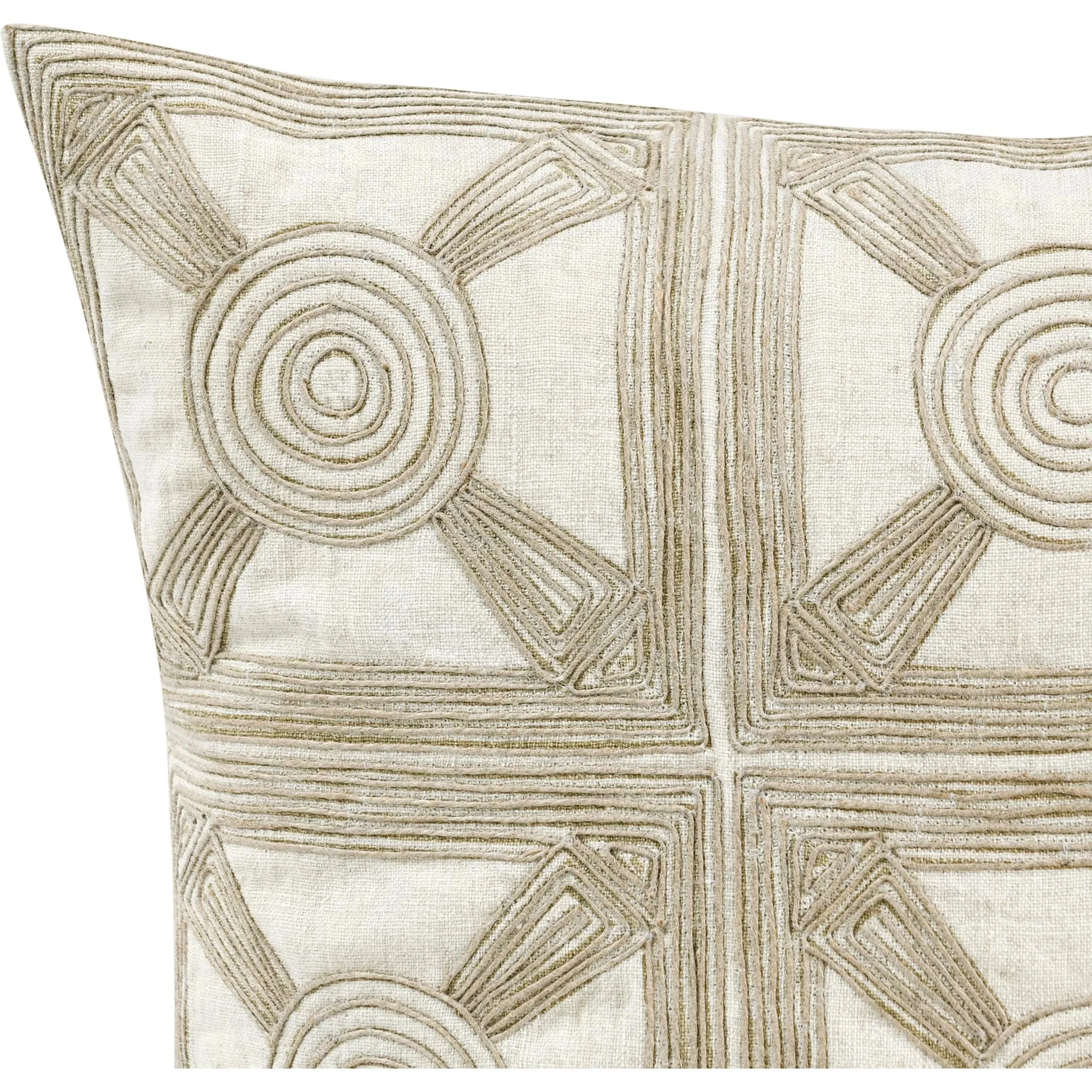 Baia Embroidered Belgian Linen Throw Pillow - Image 15