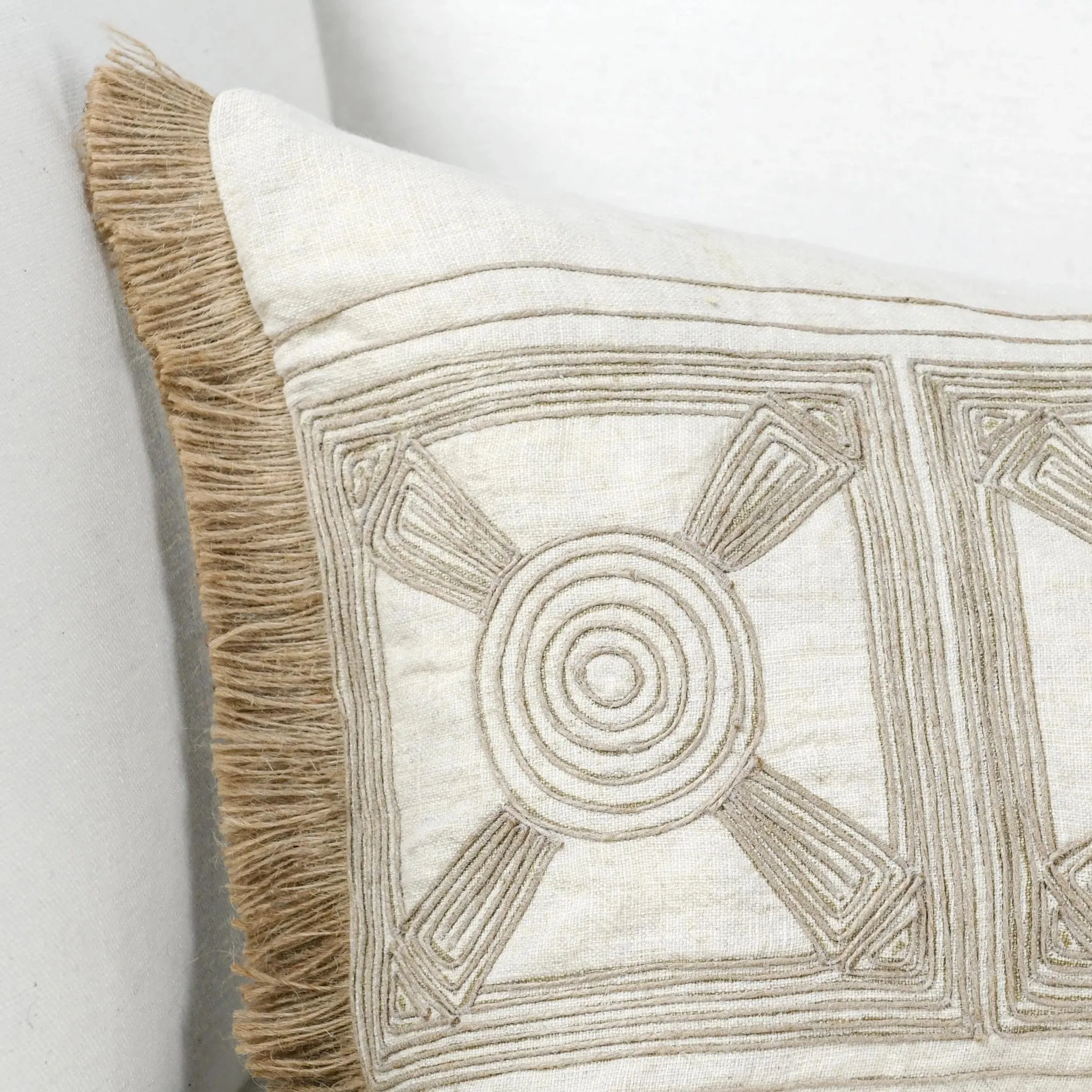 Baia Embroidered Belgian Linen Throw Pillow - Image 17