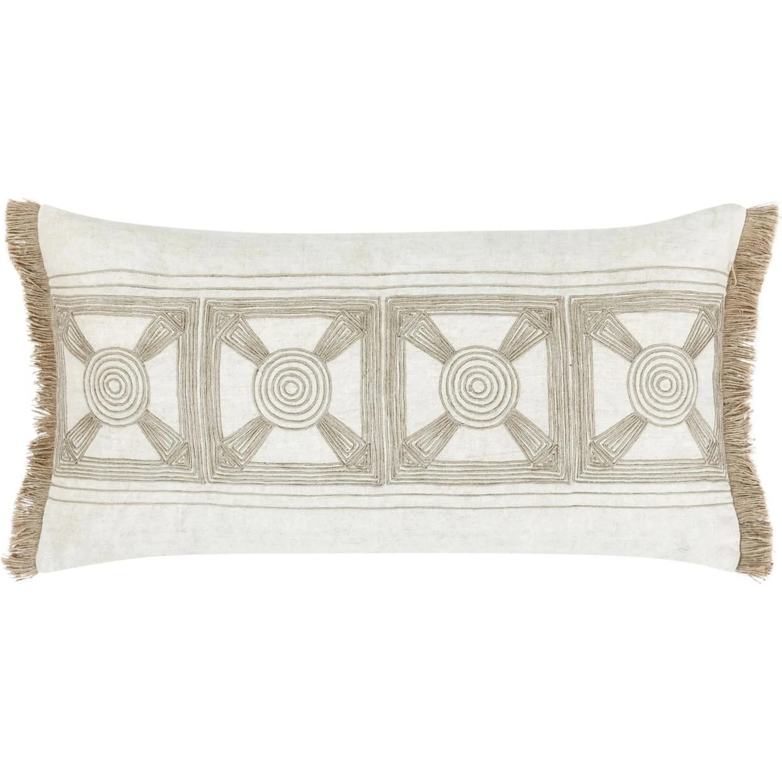 Baia Embroidered Belgian Linen Throw Pillow - Image 3