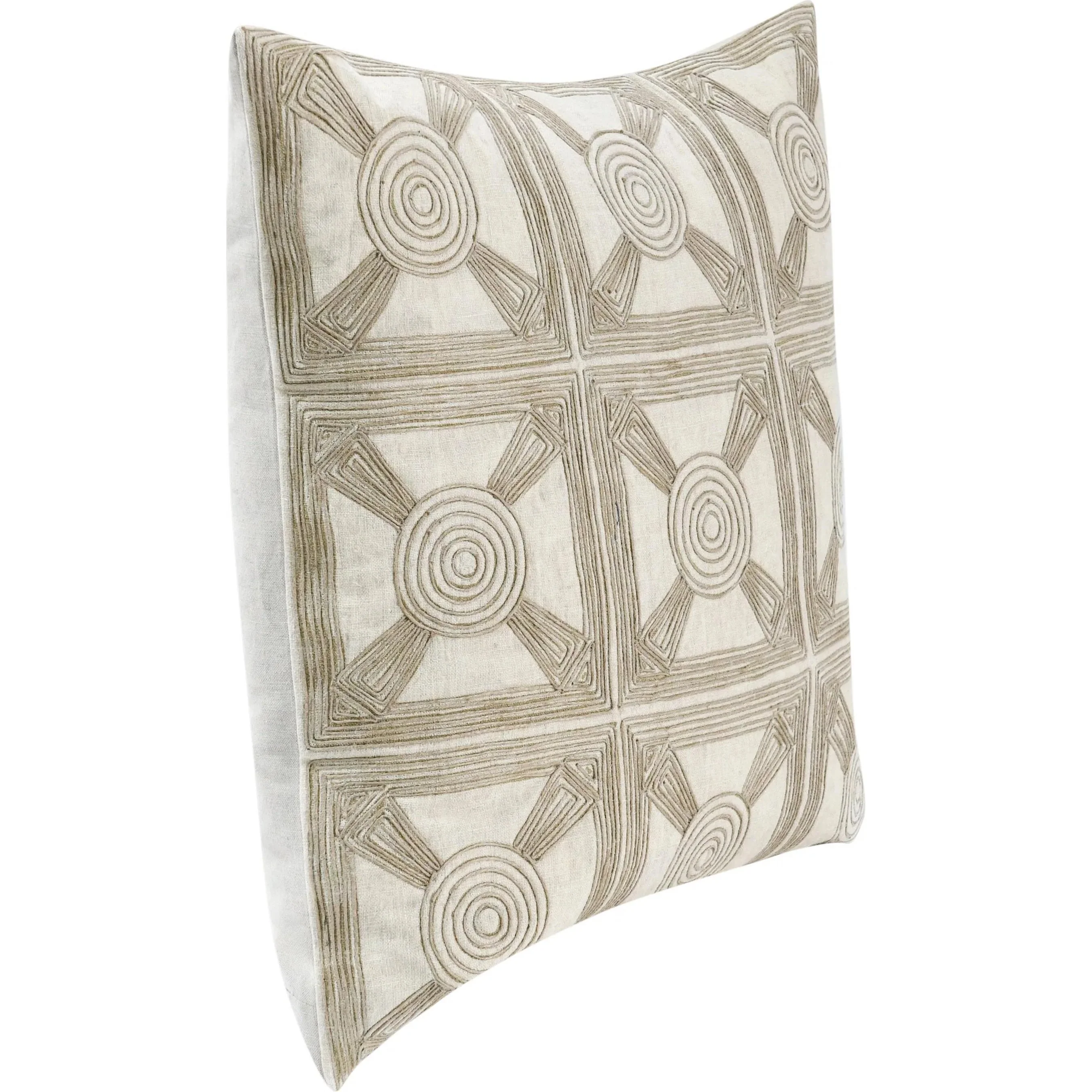 Baia Embroidered Belgian Linen Throw Pillow - Image 8