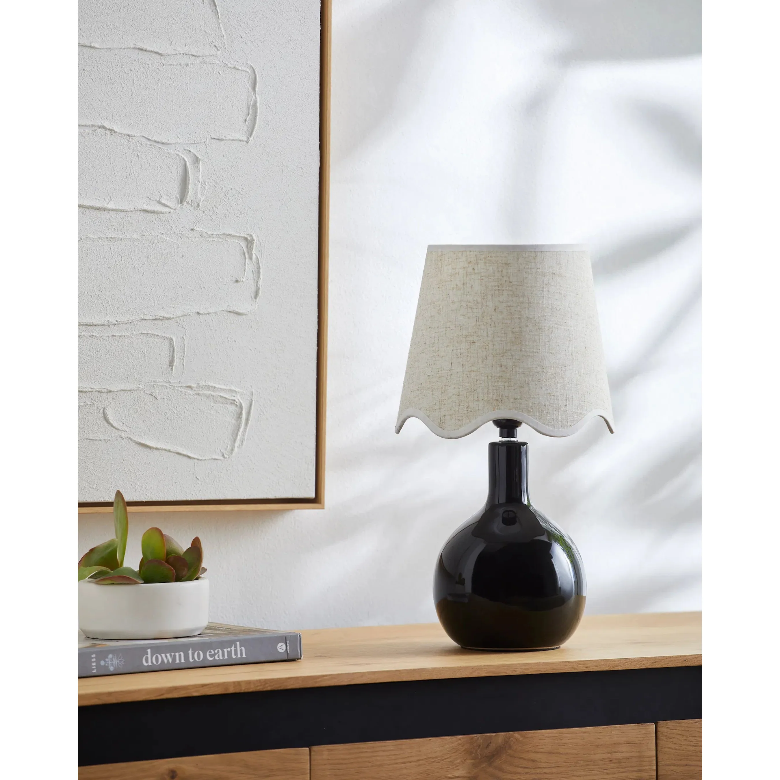 Balbao Round Table Lamp with Beige Linen Shade - Image 13