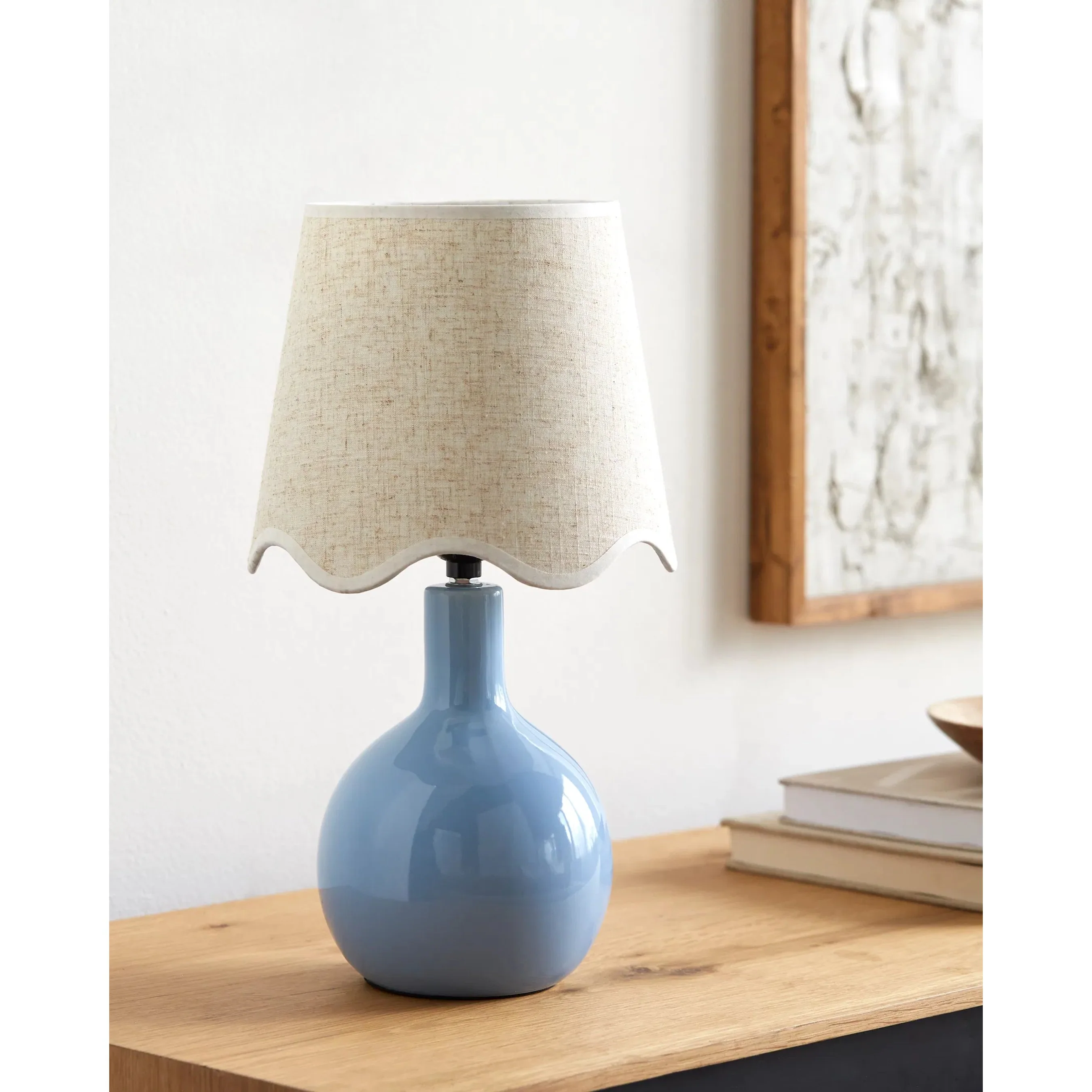 Balbao Round Table Lamp with Beige Linen Shade - Image 15