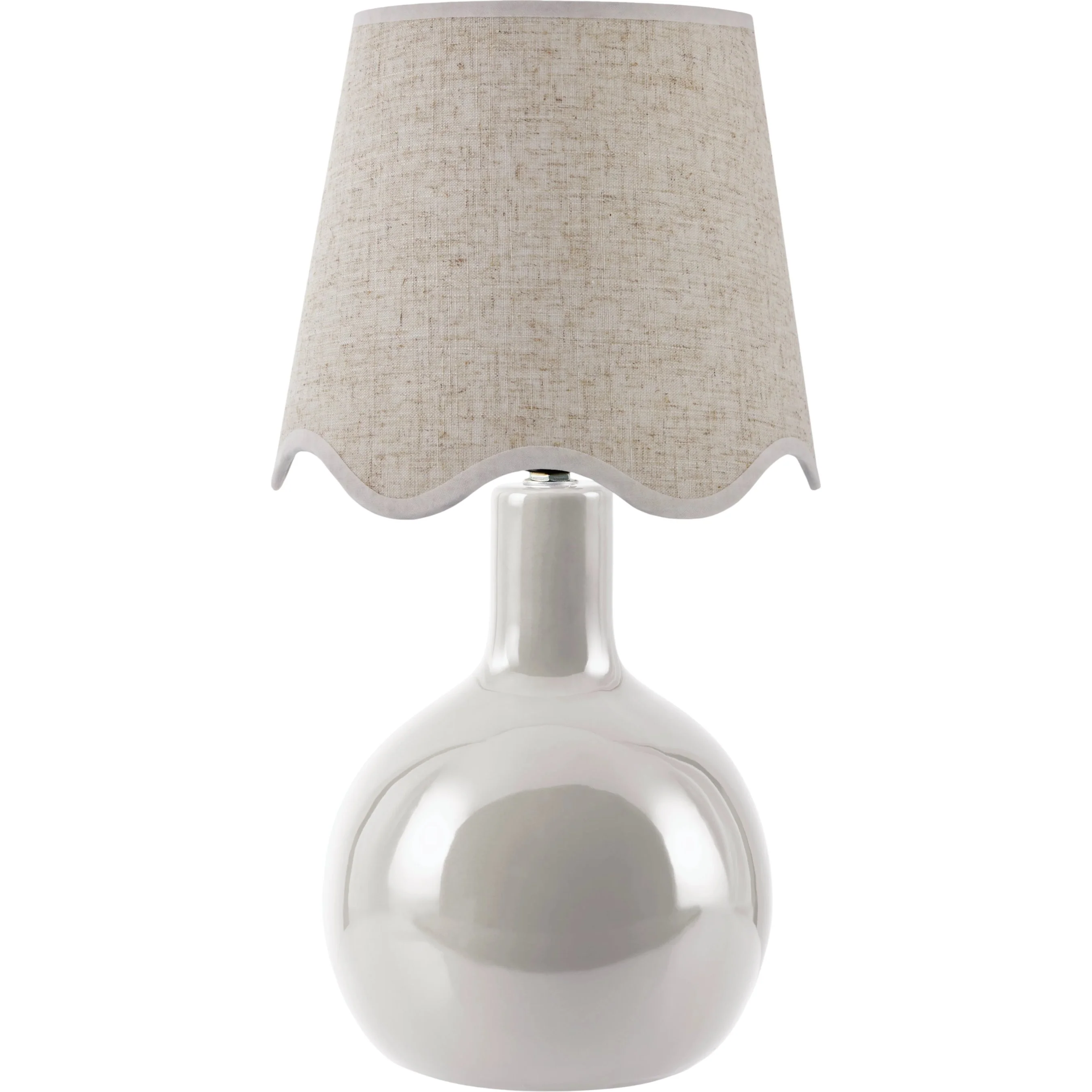 Balbao Round Table Lamp with Beige Linen Shade - Image 3