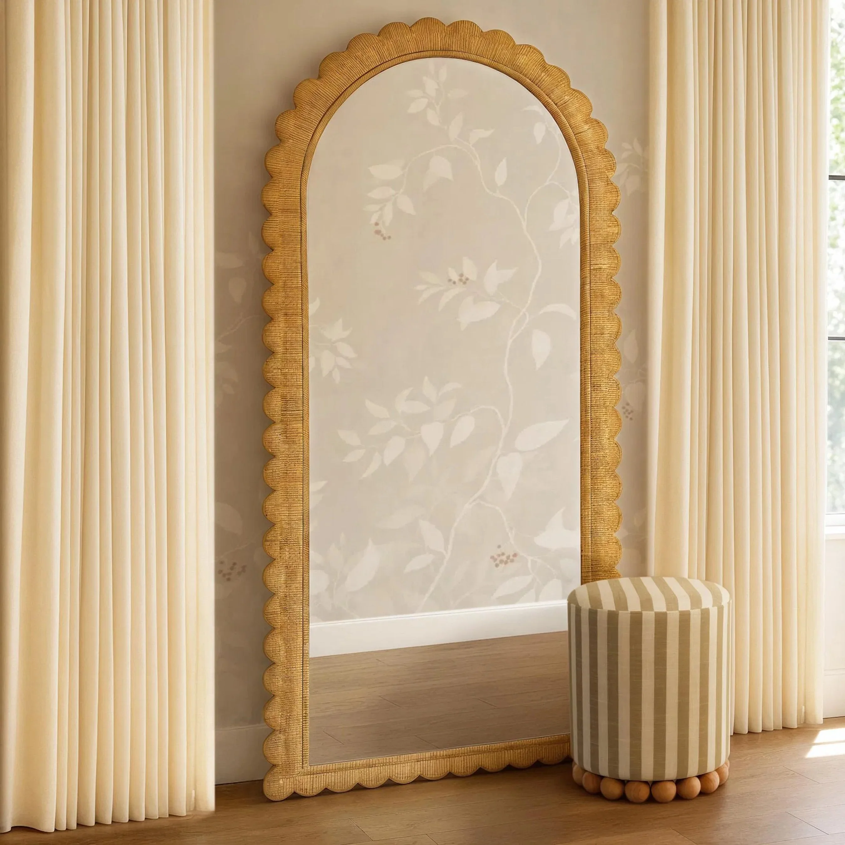 Bama Jumbo Rattan Arched Wall Mirror - Image 5
