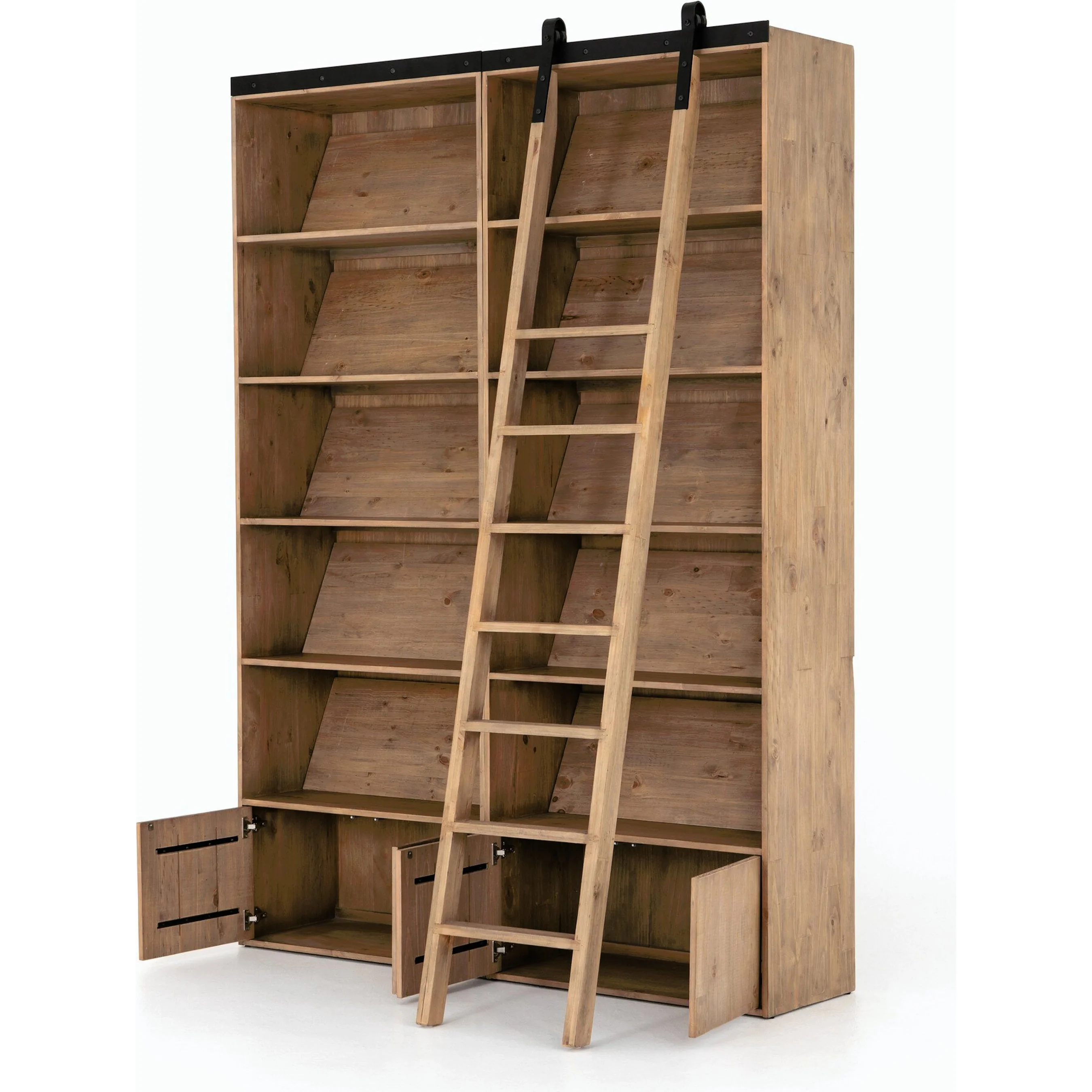 Bane Double Bookshelf with Ladder - Image 9