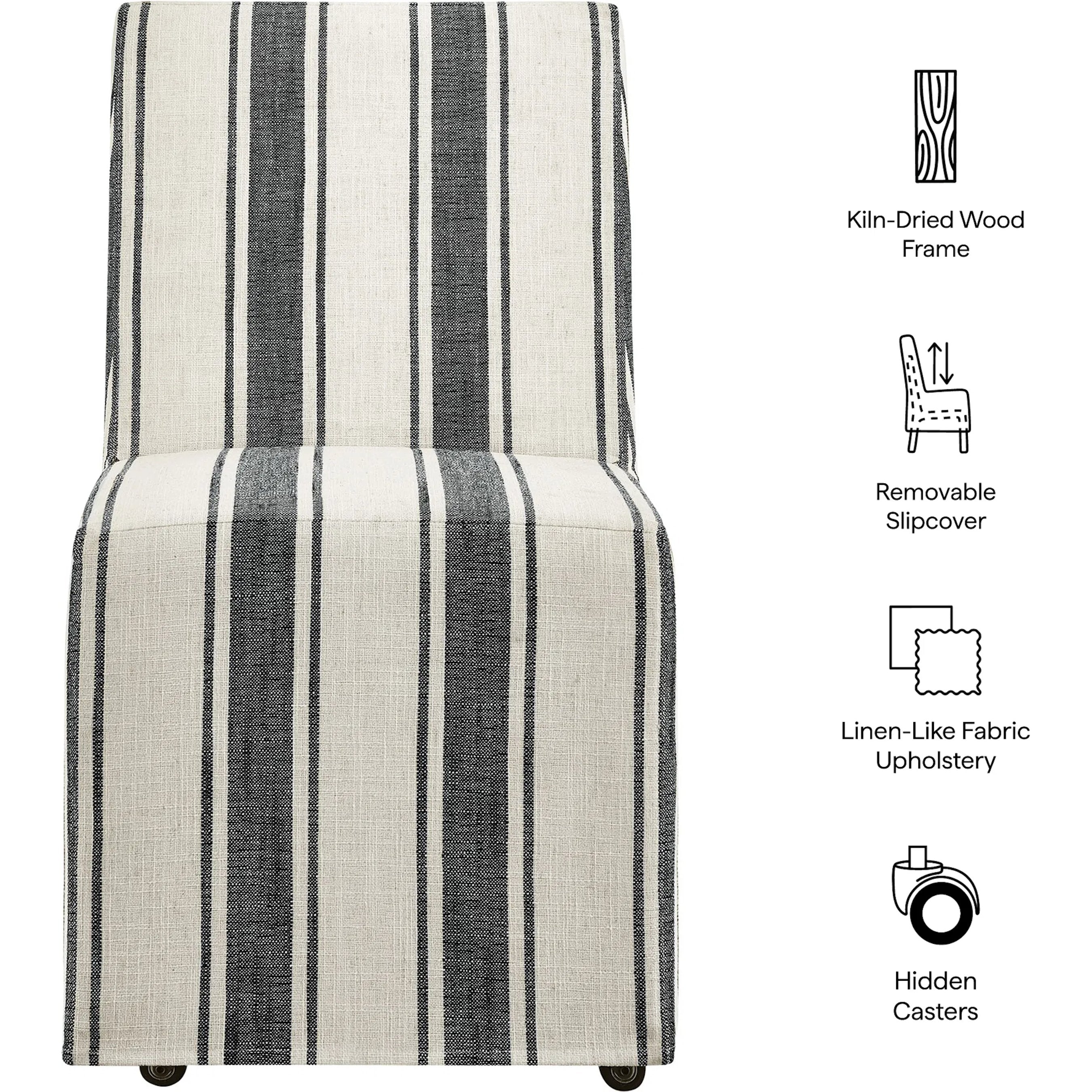 Billings Striped Slipcovered Dining Side Chair - Image 4