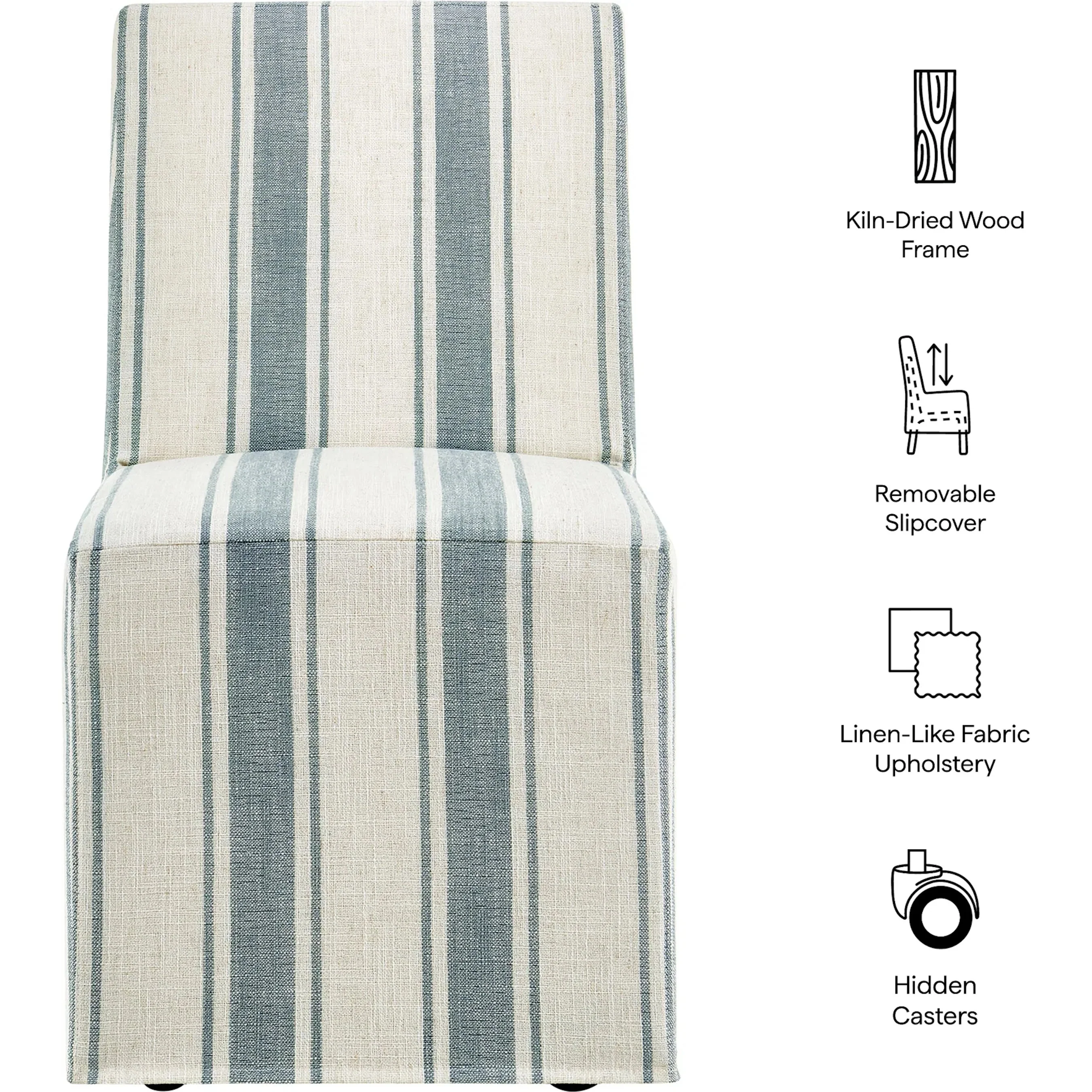Billings Striped Slipcovered Dining Side Chair - Image 5