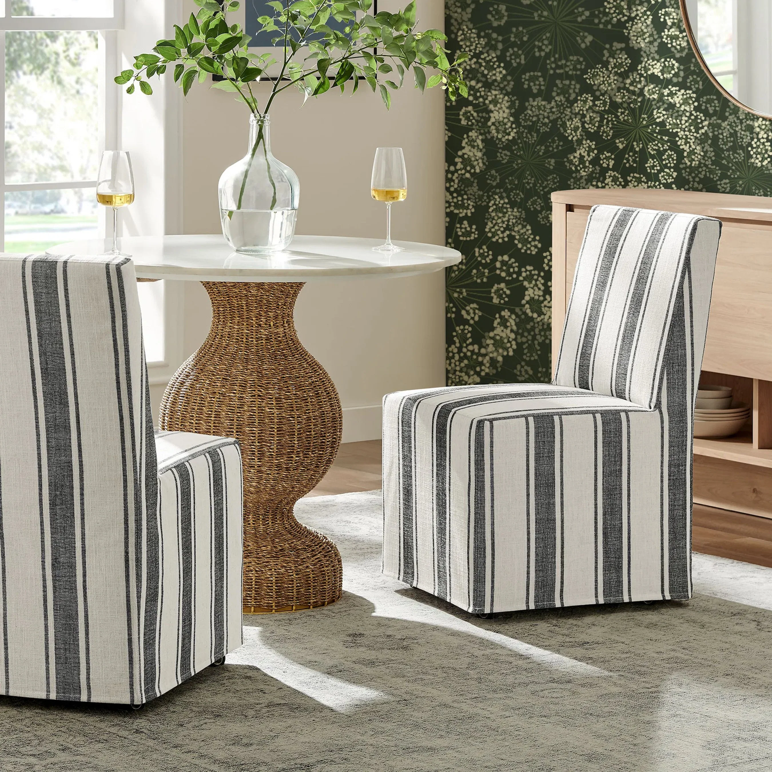 Billings Striped Slipcovered Dining Side Chair - Image 7