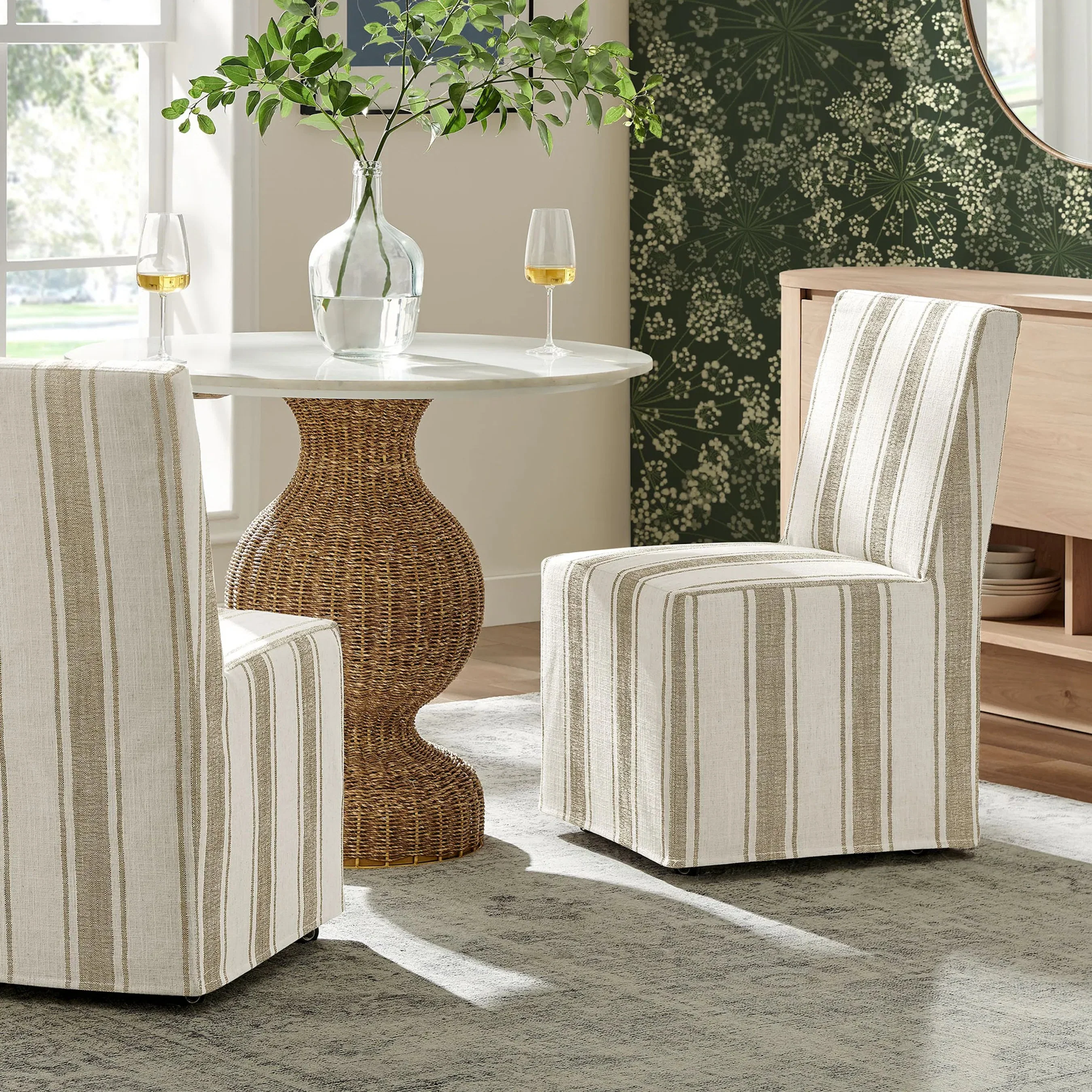 Billings Striped Slipcovered Dining Side Chair - Image 9