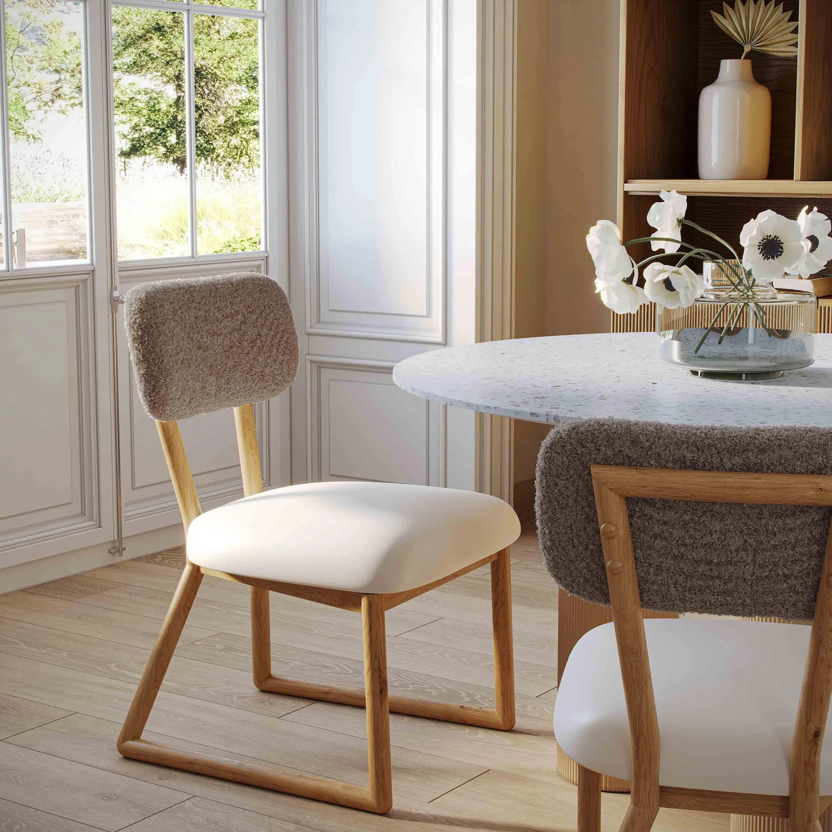 Bobbie Vegan Leather and Vegan Shearling Dining Chair - Image 7