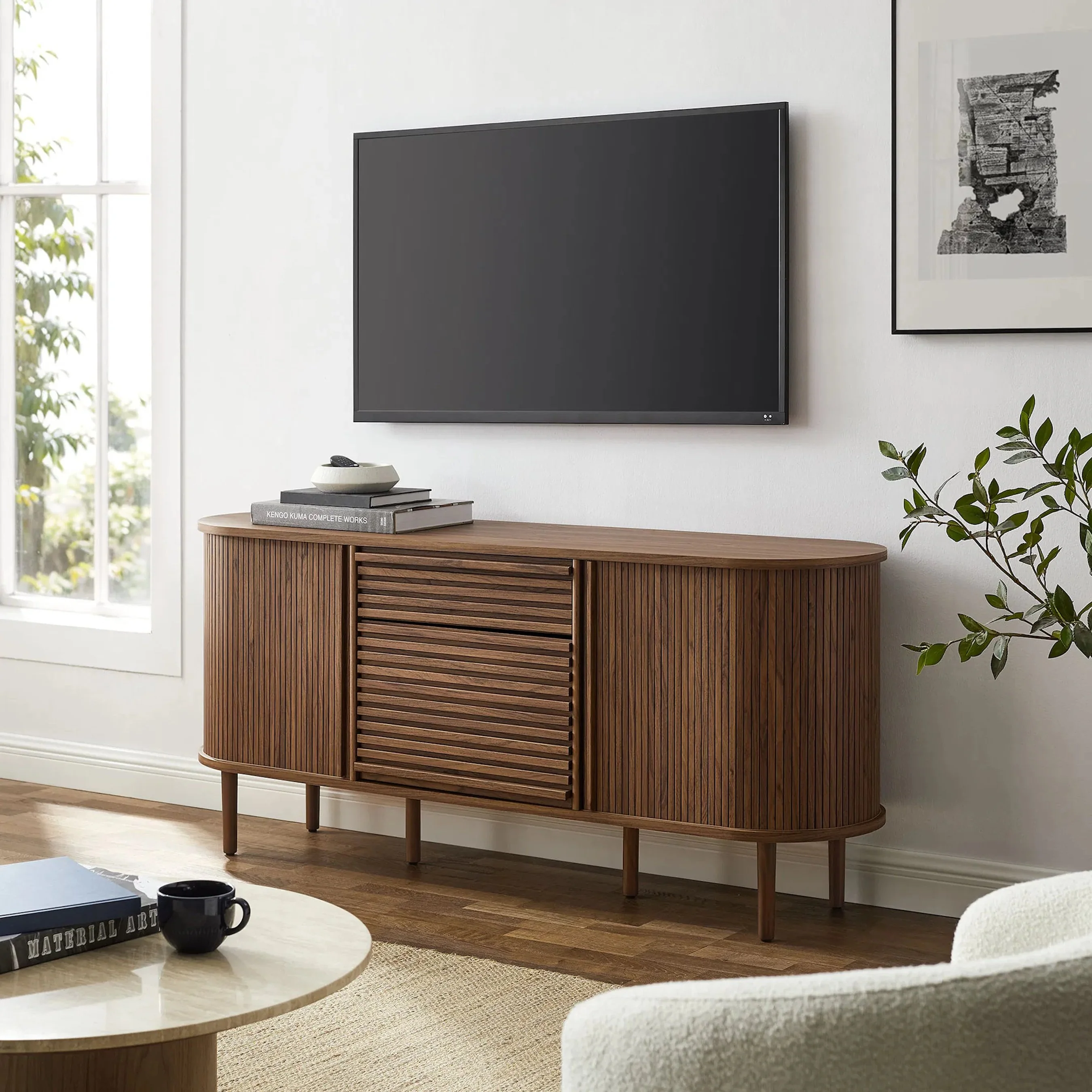 Bond 67" Fluted Oval Sideboard Cabinet - Image 10