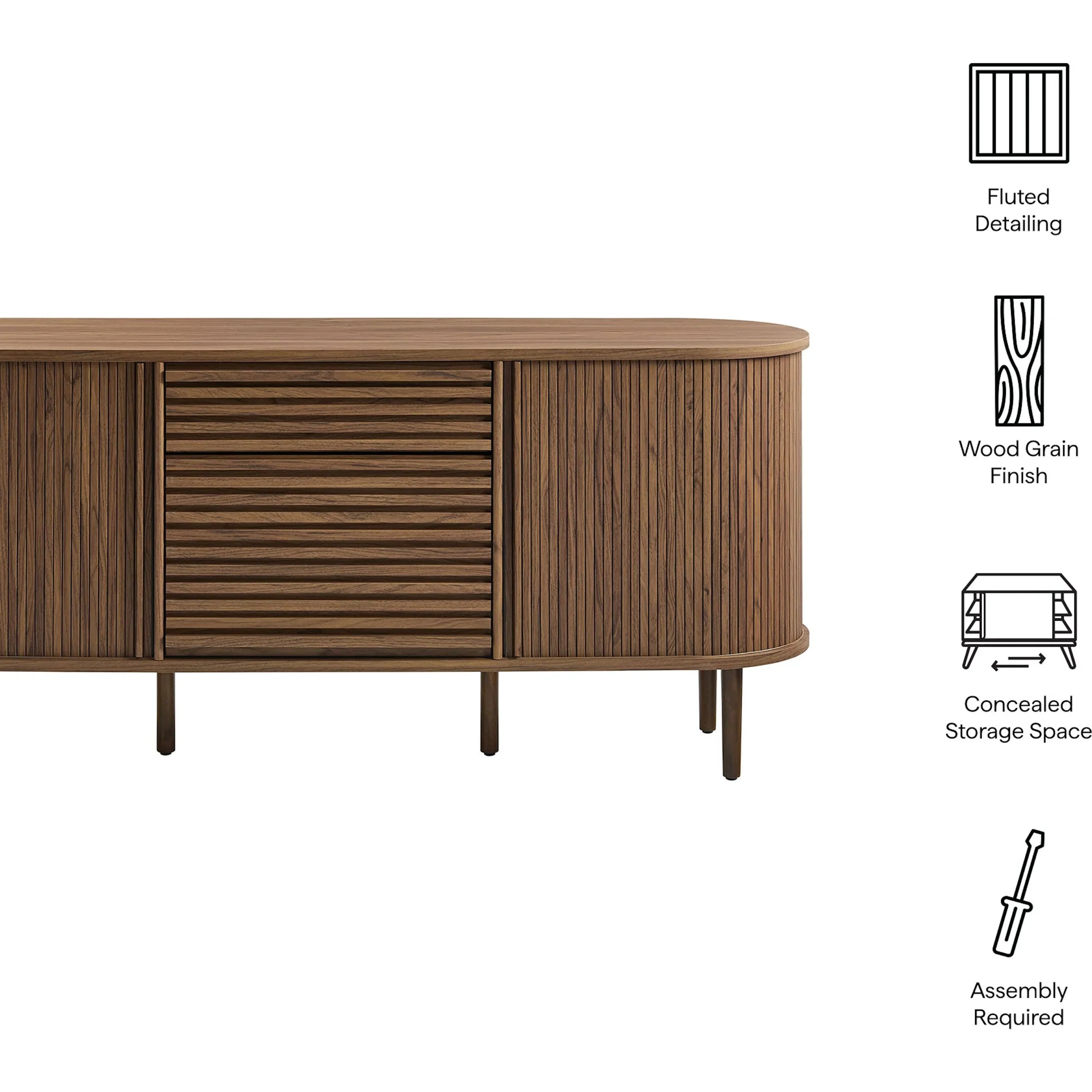 Bond 67" Fluted Oval Sideboard Cabinet - Image 3