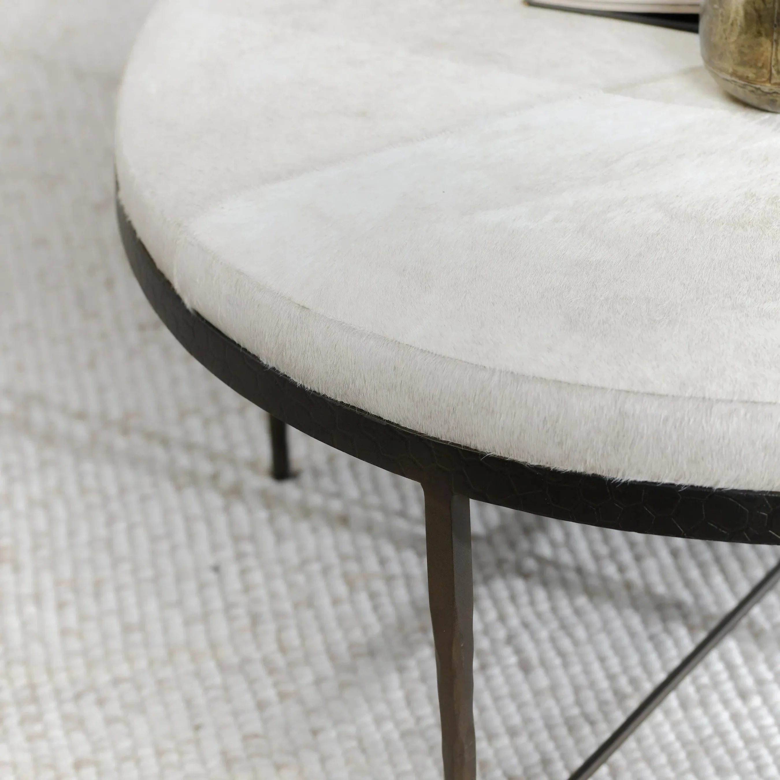Bose Leather Round Cocktail Coffee Table - Image 3