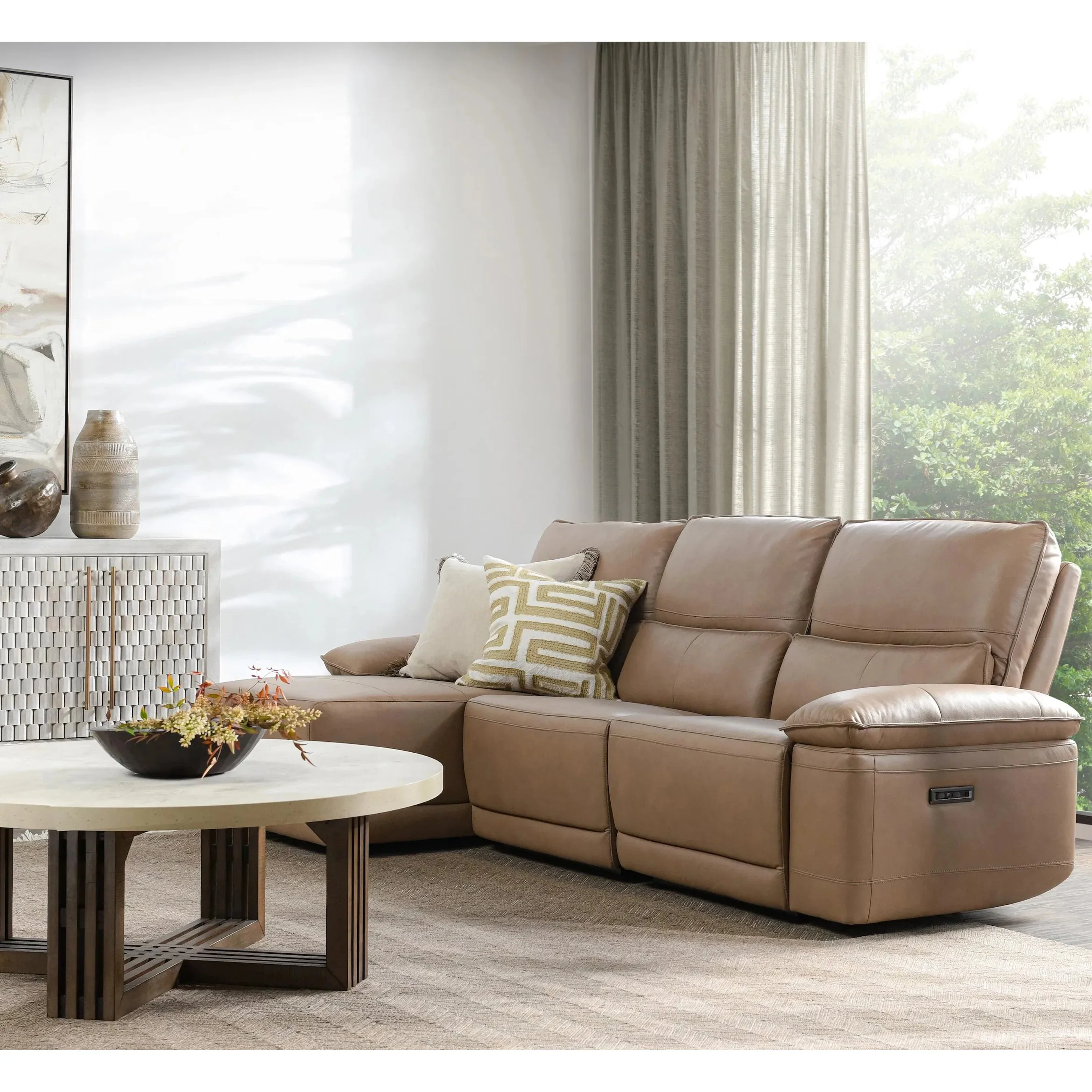 Branford Leather Power Recliner Sectional Sofa - Image 11